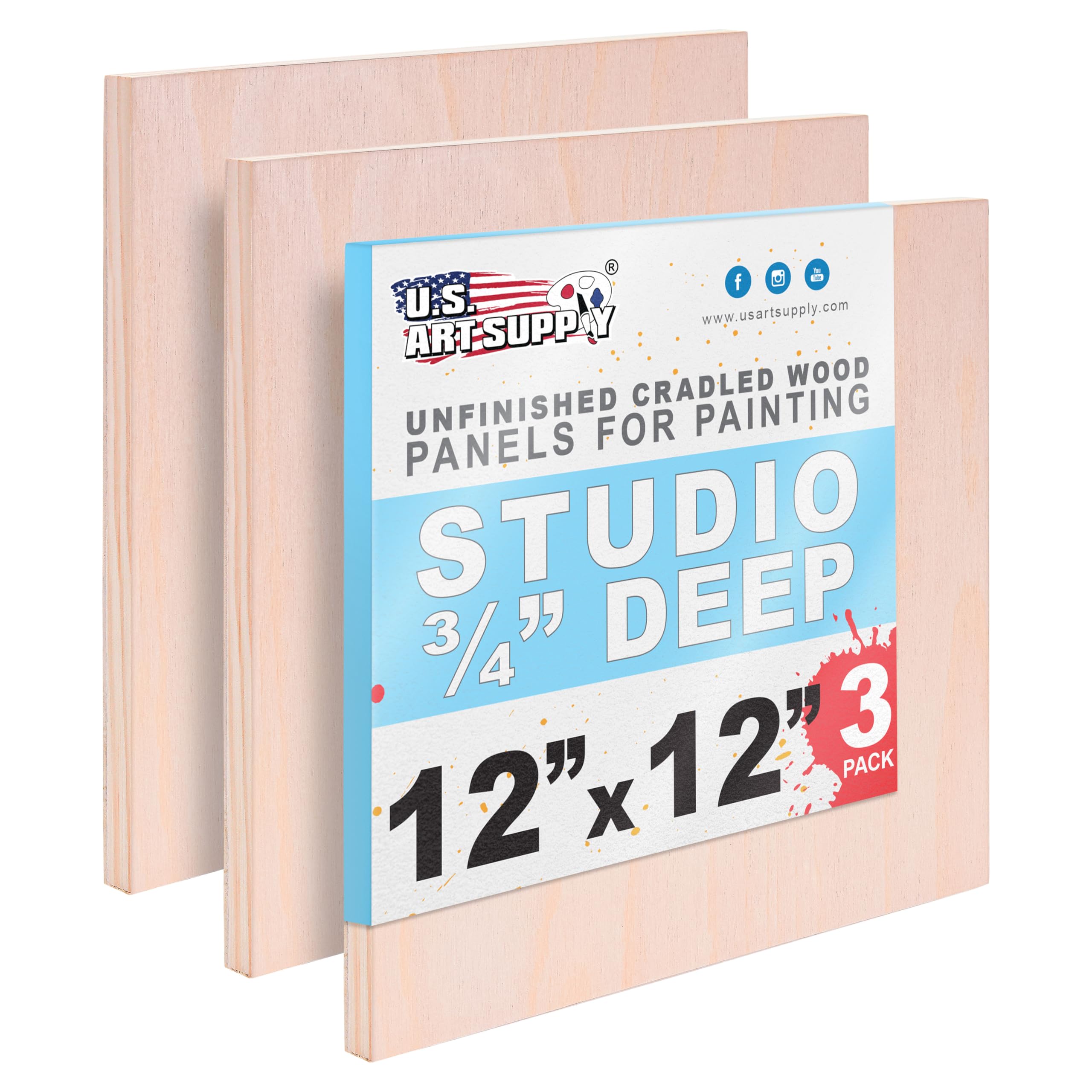 U.S. Art Supply 12x12 Cradled Birch Panels