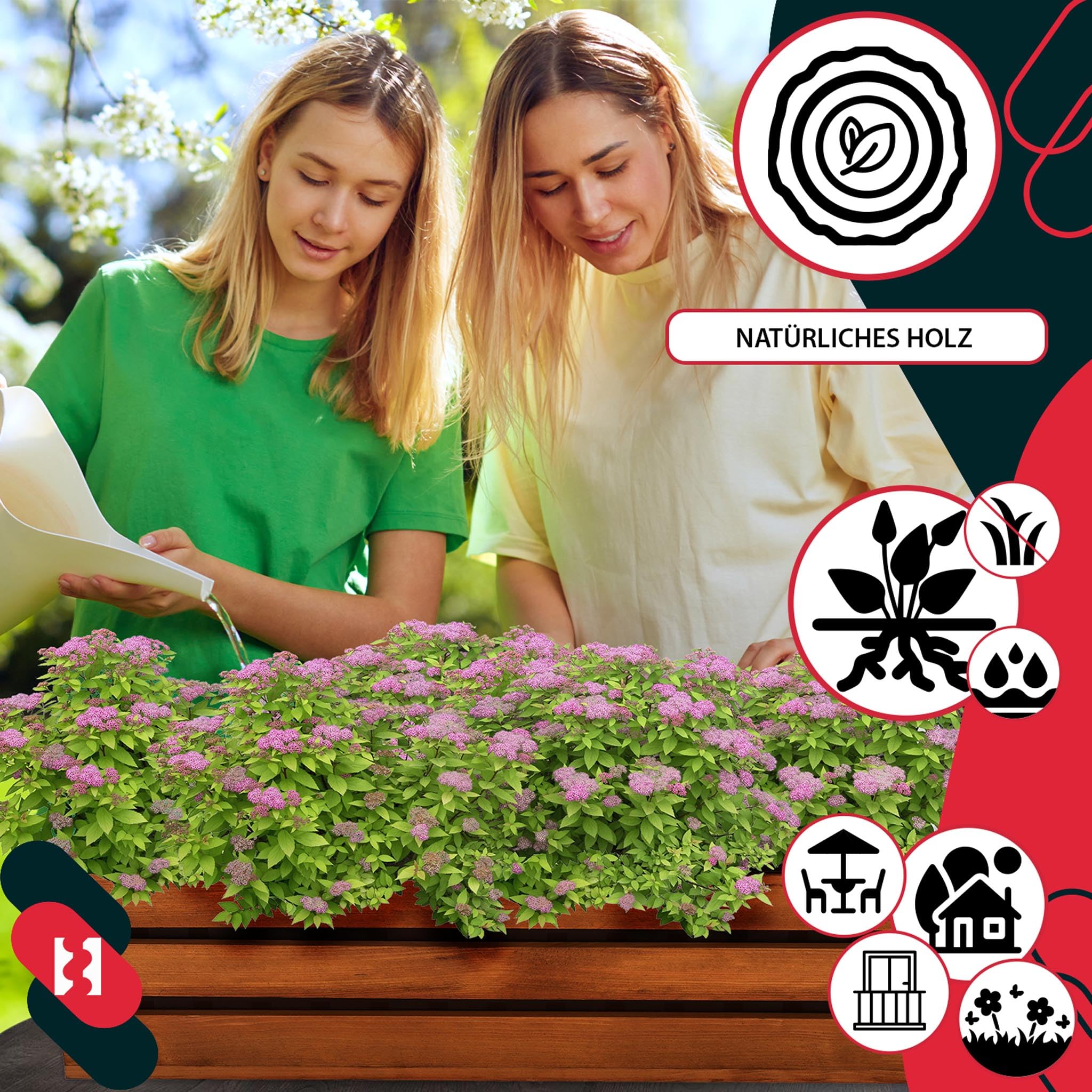 KOTARBAU® Blumenkasten für Balkon, Balkonkasten mit Kunststoffeinsatz | 3er Set, Pflanzkasten, 60 x 18 x 15 cm, Blumentopf, Kräutertopf aus Kiefernholz für Terrasse, Balkon Deko, Eiche