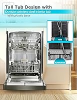 Vista 3 de BLACK+DECKER Lavavajillas integrado de 24 pulgadas, capacidad de ajuste de 12 lugares con bañera de acero inoxidable, lavavajillas con 5 programas