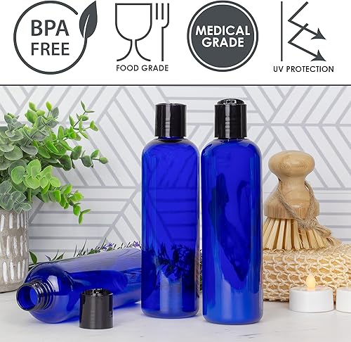 Miniatura 7 de Botellas flexibles de plástico vacías con tapa de pulso (paquete de 6), envases sin bisfenol A para champú, cremas, lociones, jabón líquido