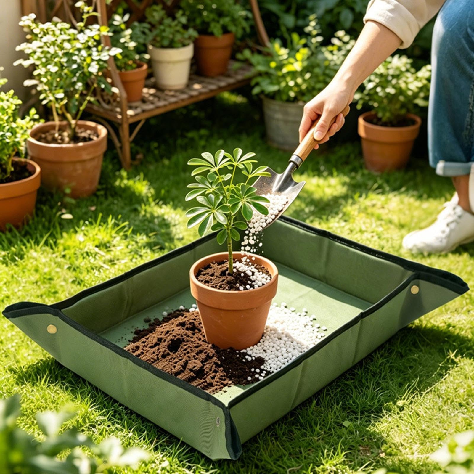 Tappetino per Rinvaso Piante Impermeabile Pieghevole Extra Large | Tappeto da giardinaggio per trapianto di piante Per Giardino Cortile Balcone Prato Casa Dormitorio Appartamento Soggiorno