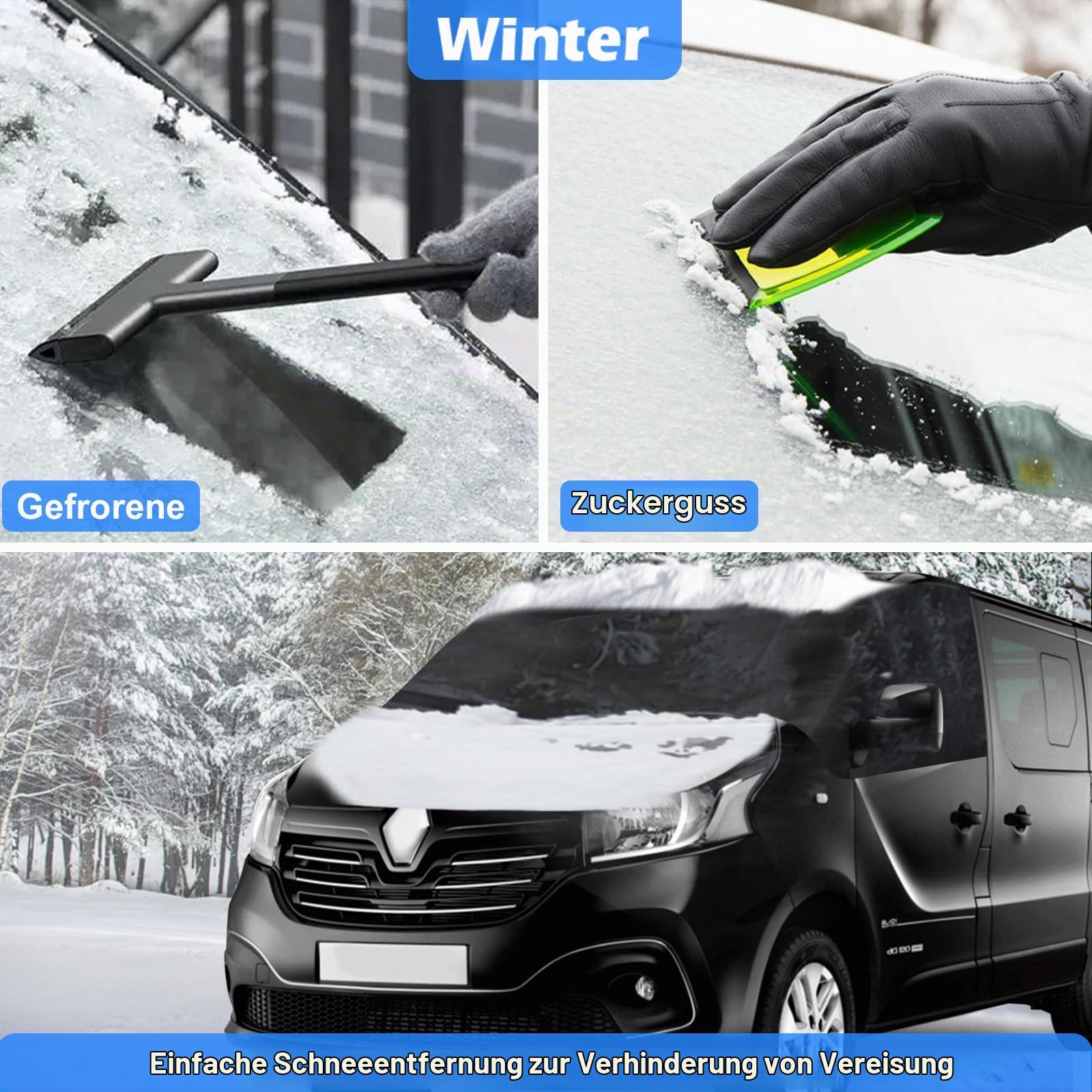 Auto Windschutzscheiben Abdeckung Ersatz für Renault Trafic 2014-2026 | 600D Luxus Sonnenschutz, Verdunkelung Thermomatten, Blockiert UV Strahlen Wetterfeste Eisschutz Frontabdeckung Wrap Cover
