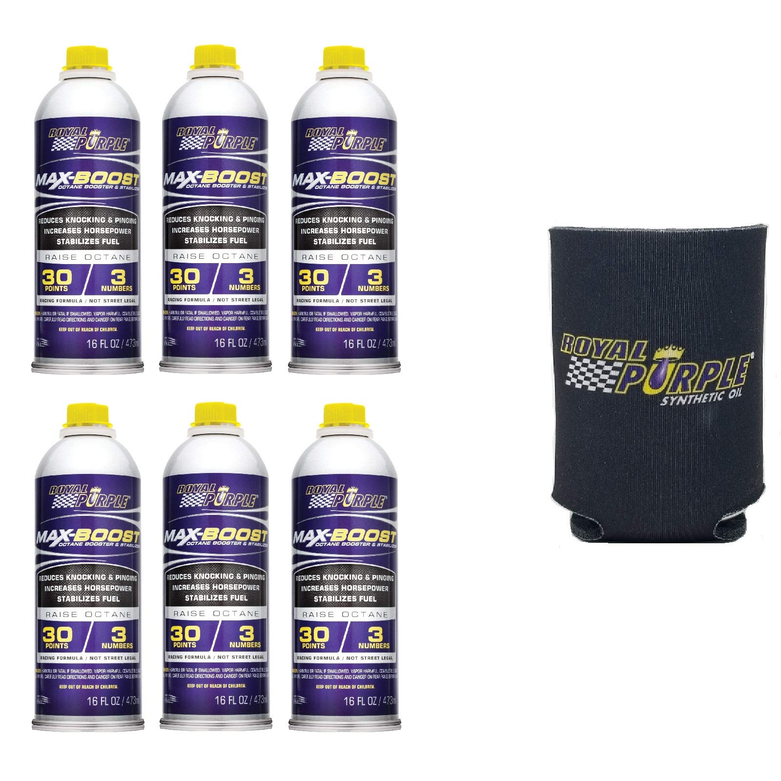 Royal Purple 11757 Case of 6 Max Boost Octane Booster - 16 oz Bottles Bundle with Koozie