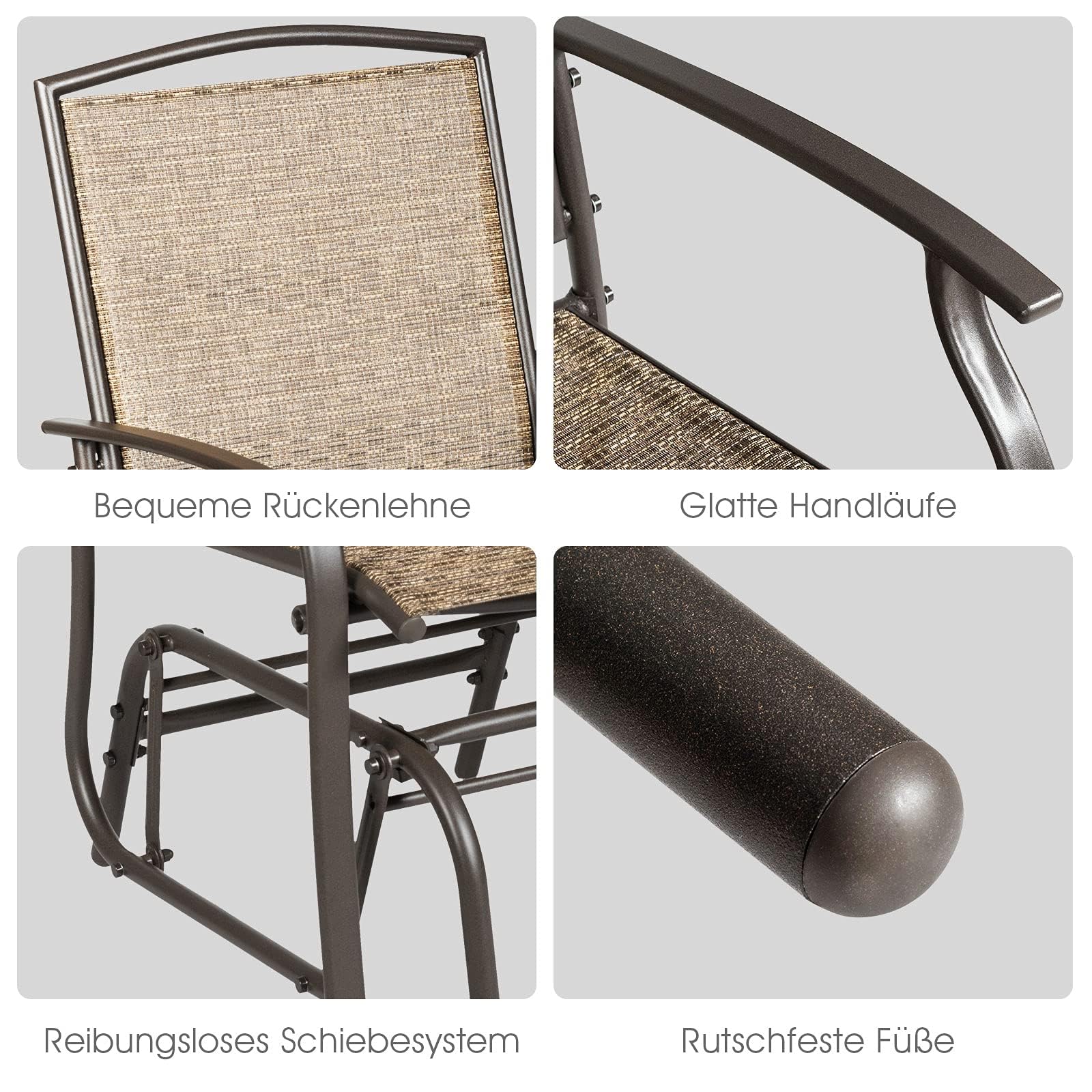 GOPLUS Schaukelstuhl, Gartenstuhl mit Armlehne & Rückenlehne, Campingstuhl aus Eisen & Textilen, Schaukelsessel bis zu 150 kg Belastbar, für Balkon Garten Terrassen (2 PCS)