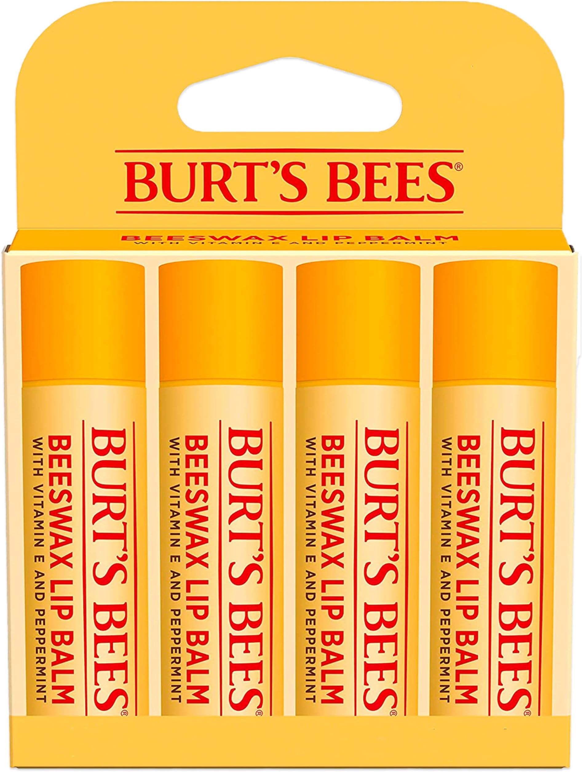 Burts Bees Beeswax Lip Balm Pack, 0.15 oz, 4-Piece