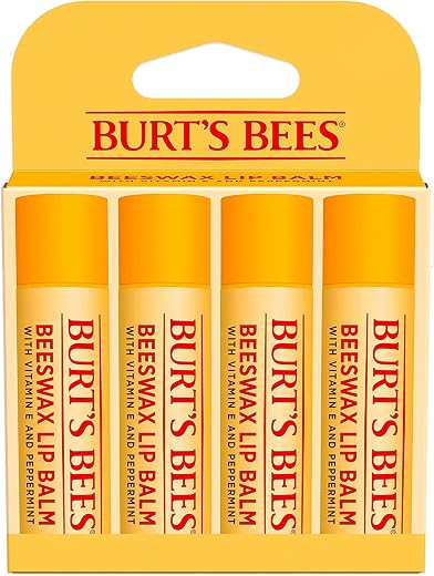 Burt's Bees Lip Balm, Beeswax, 4 Count, 0.15 Oz, Multicolor