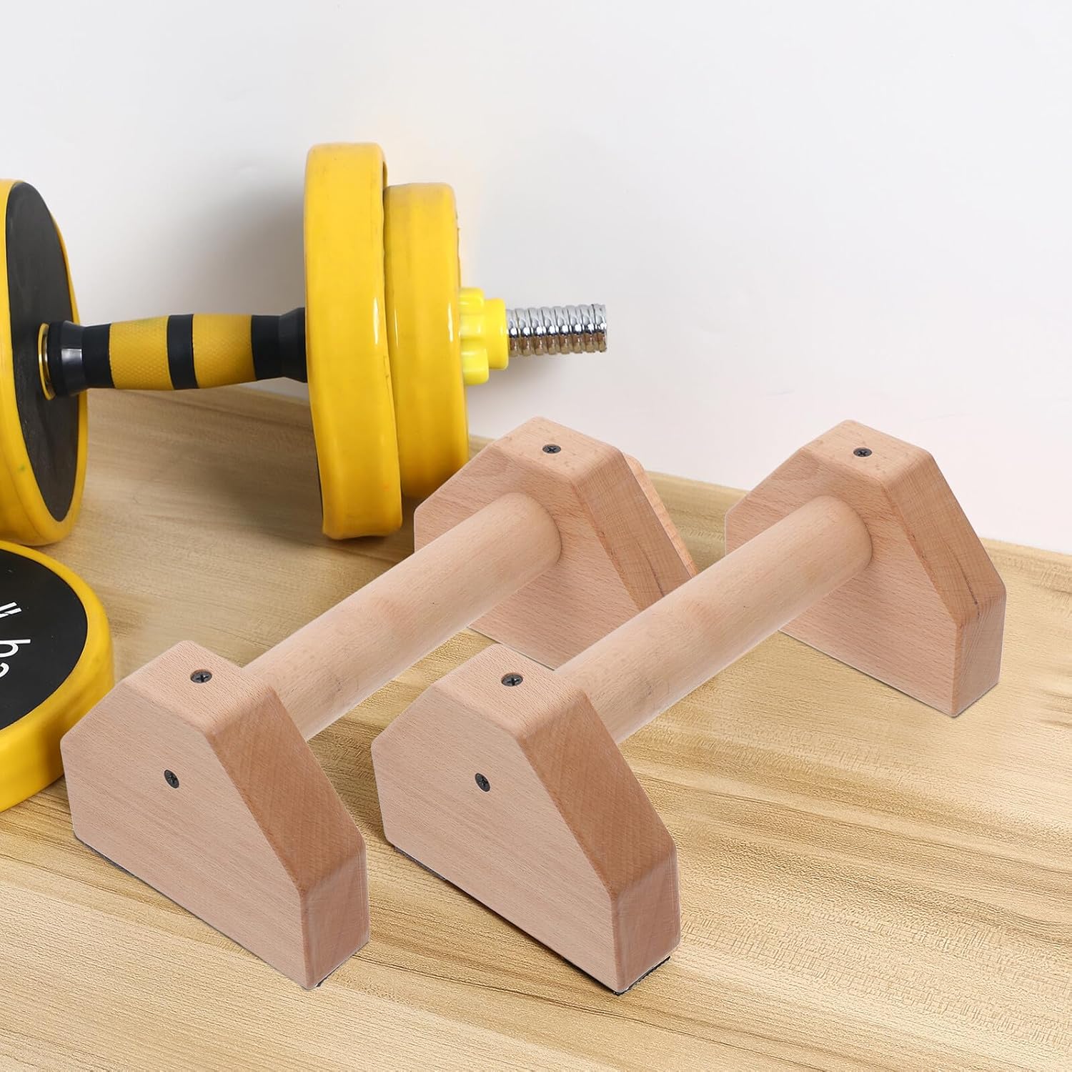 2 Pcs Wooden Pushup Handles Strength Training Pushup Stands with Smooth Grip for Home Gym and Outdoor Workouts Beech Wood Bars Supporting Intense Exercise Sessions