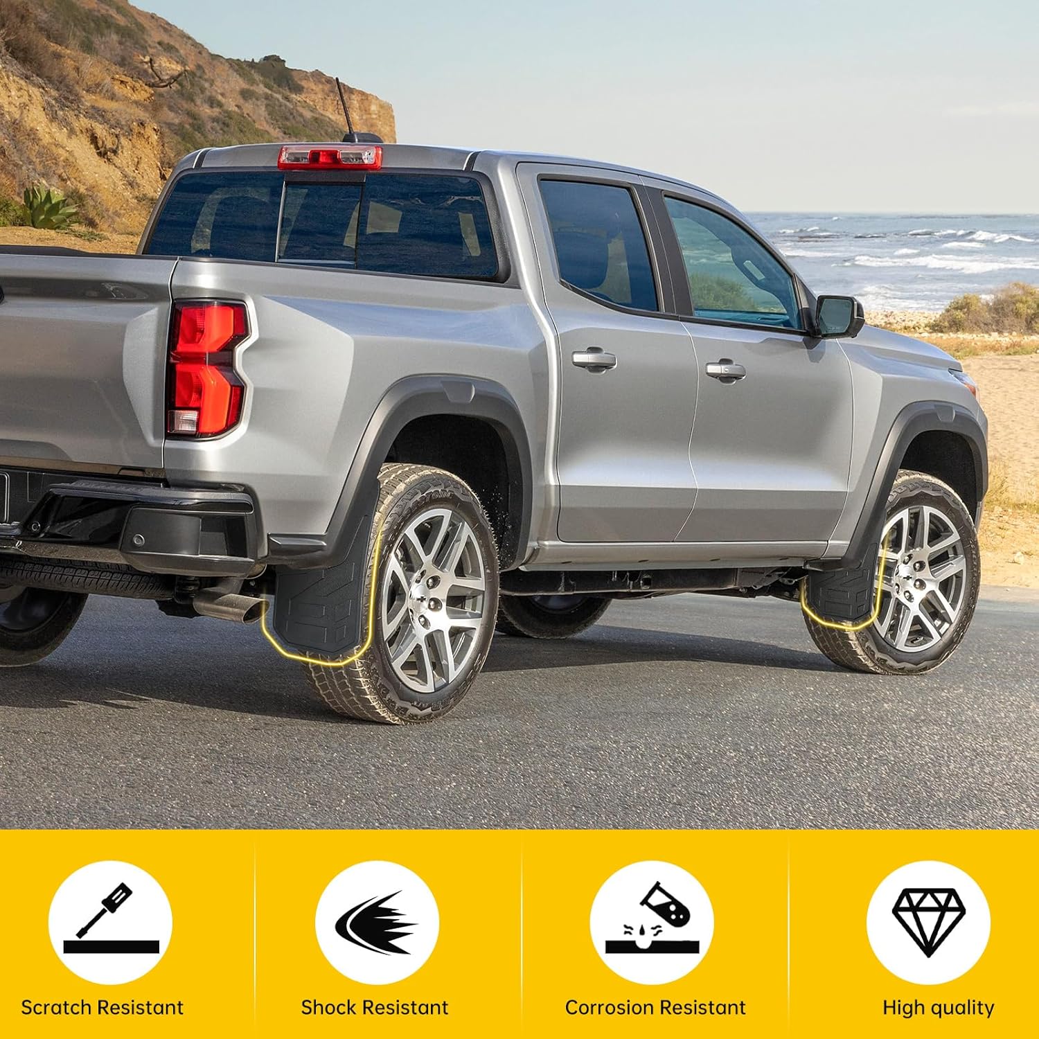 Mud Flaps for 2023 2024 2025 Chevy Colorado Without Fender Flares, No Drill Splash Guards Front & Rear Truck Mud Guards Accessories Set(4pcs)