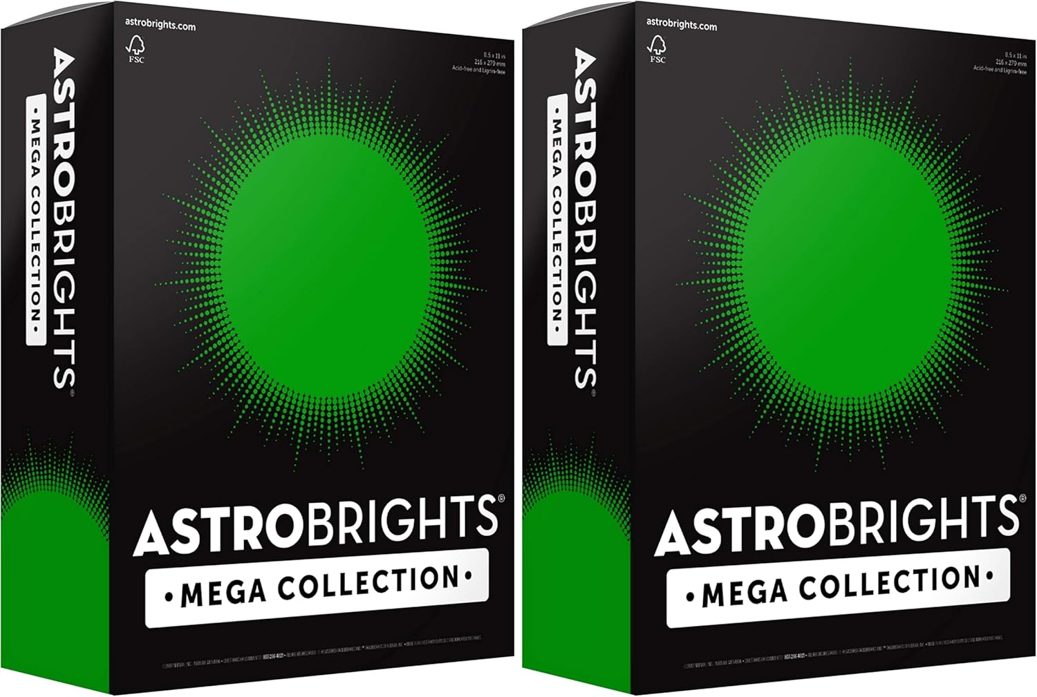 Astrobrights Mega Collection, Colored Paper, Ultra Green, 625 Sheets, 24 lb/89 gsm, 8.5" x 11" - MORE SHEETS! (91677) (Pack of 2)