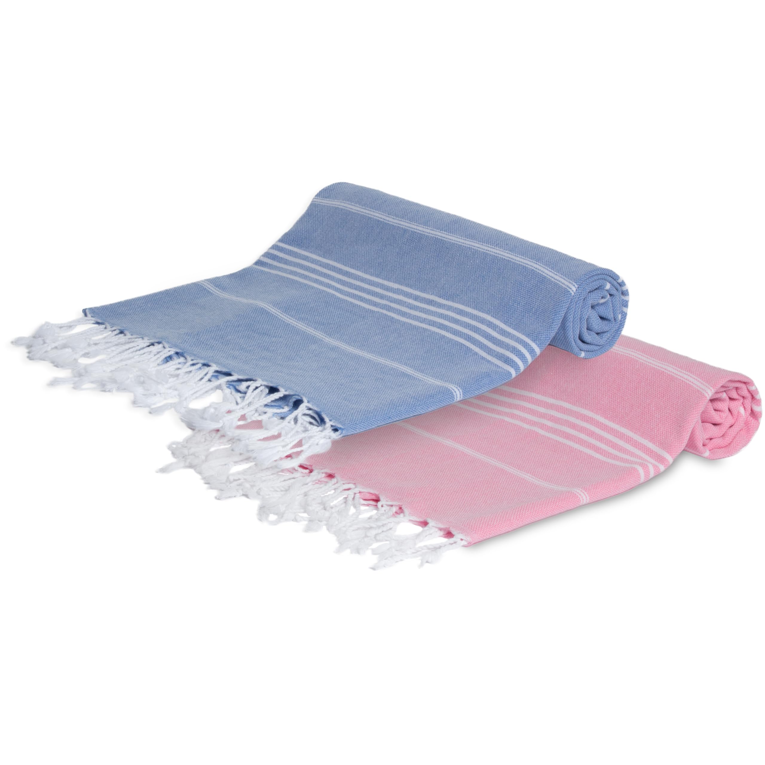 MEBY Set of 2 XXL Sauna Towels (100 x 200 cm) Beach Towel, Bath Towel, Turkish Hammam Towel, Hand Towel. 100% Cotton (Pink & Blue) - Image 2