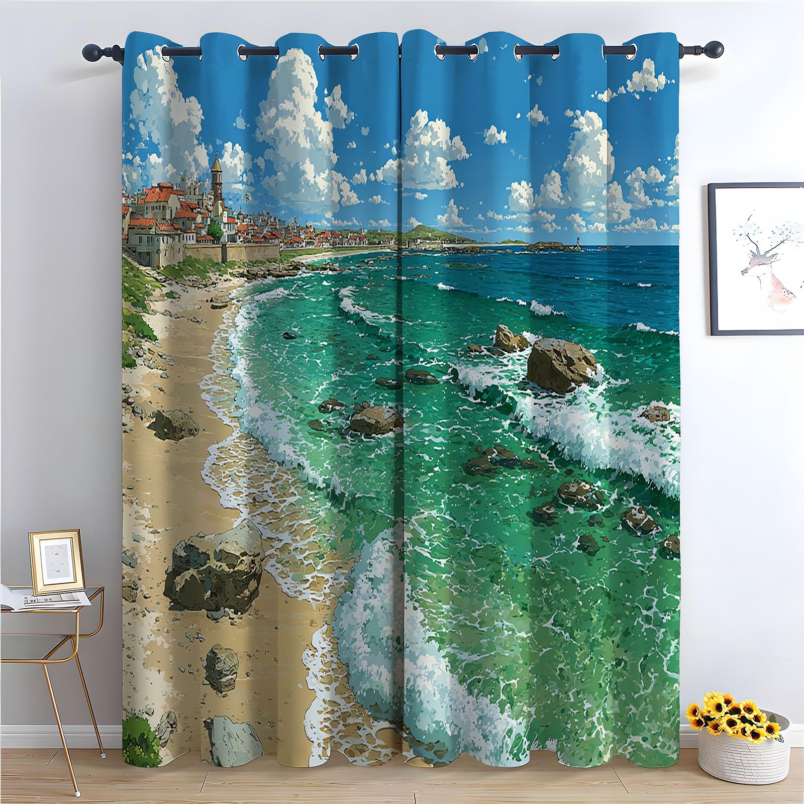 Rideau Style Isolé Thermique Plage Automne H180xL140cm