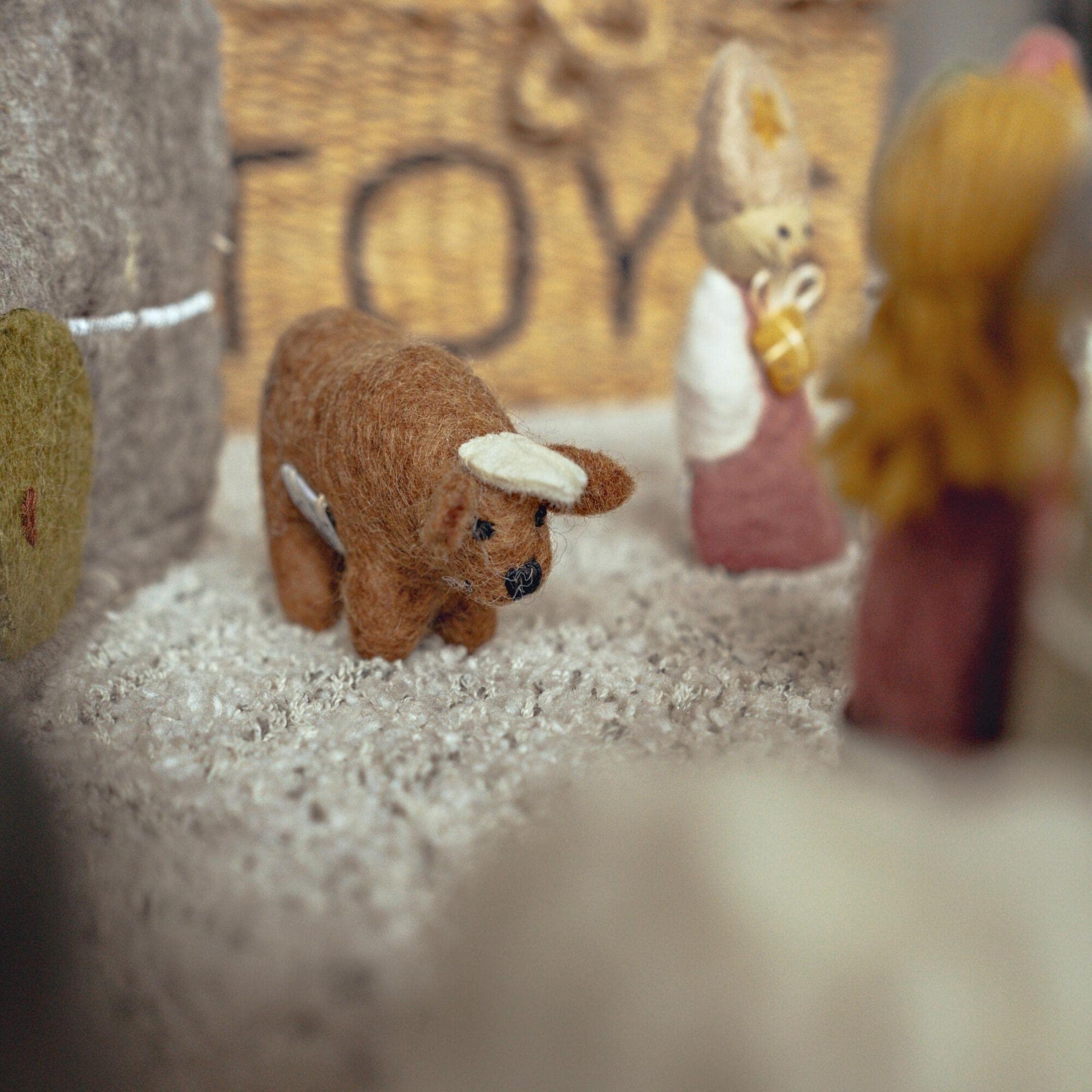 Én Gry & Sif Krippentiere (Esel Schaf Ochse), Krippenfiguren aus Filz, Hand-Made, fair-Trade, Kinderzimmerdeko, besondere Weihnachtskrippe, 8 cm groß