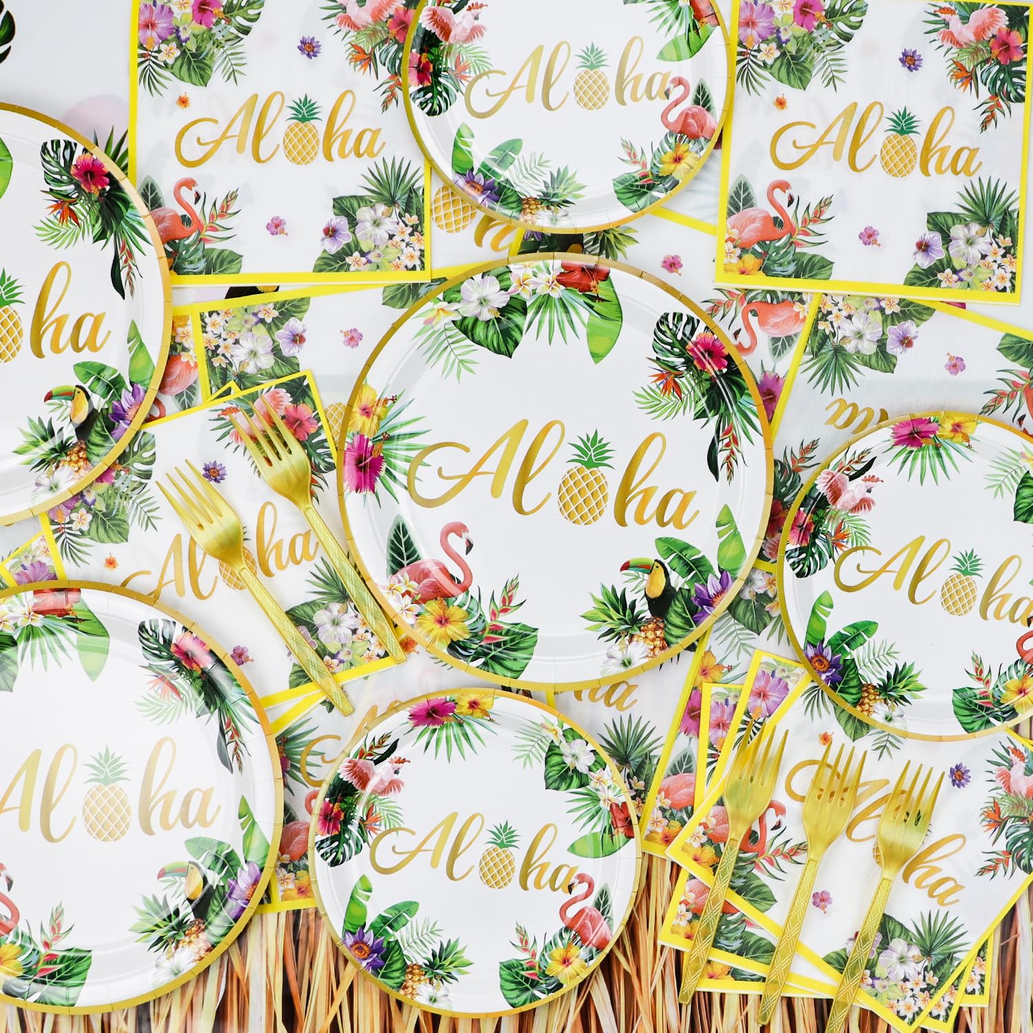 Luau Party Decorations, 61Pcs Hawaiian Party Decorations With