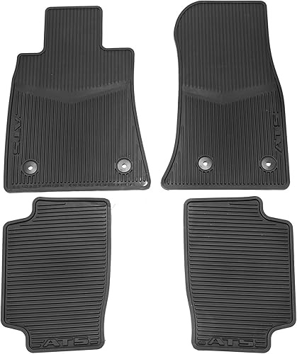 GM Accessories 22759927 - Alfombrillas prémium para todo tipo de clima, primera y segunda fila, color negro azabache con escritura ATS
