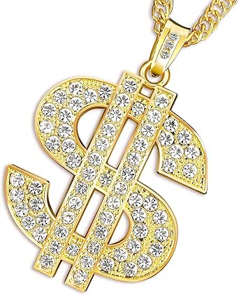YEAMLTE Hip Hop Dollaro Collana, Collana Rapper, Collana Oro Uomo ...