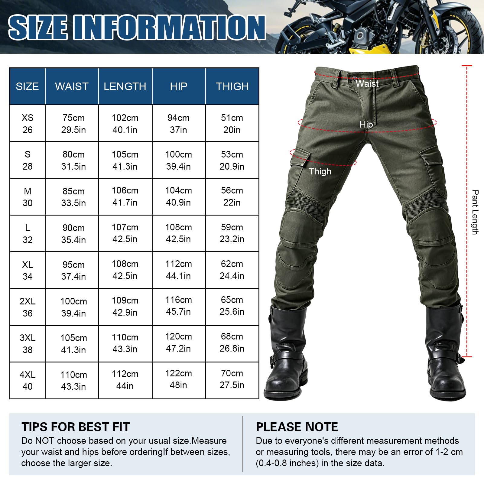 Pantaloni da Moto per Uomo con Protezioni, Jeans per Motociclismo, Moto Biker, Denim Elasticizzato Resistente per Avventure E Tutte Le Stagioni