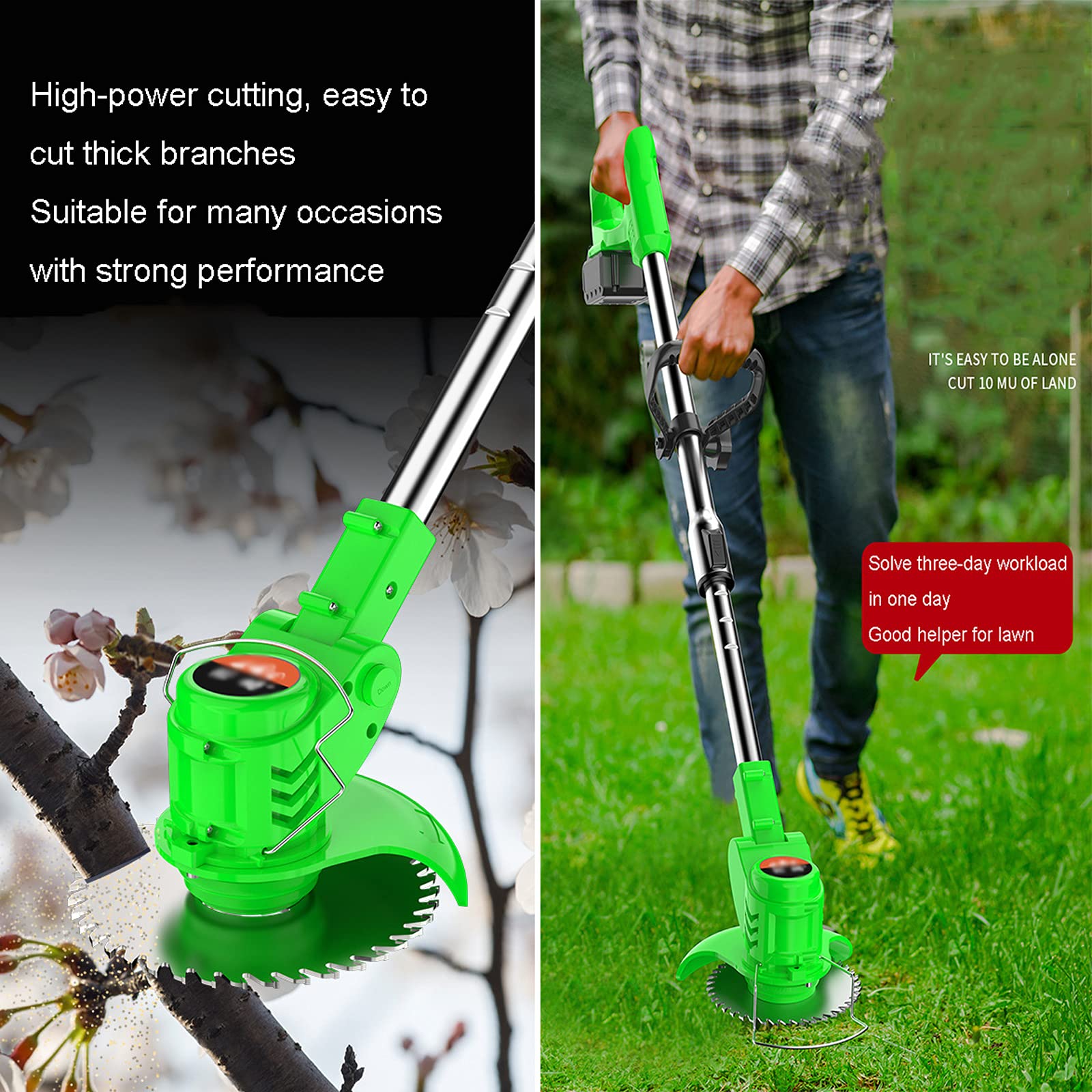 Electric Cordless Grass Trimmer, 36v 1580w Cordless String Trimmer with
