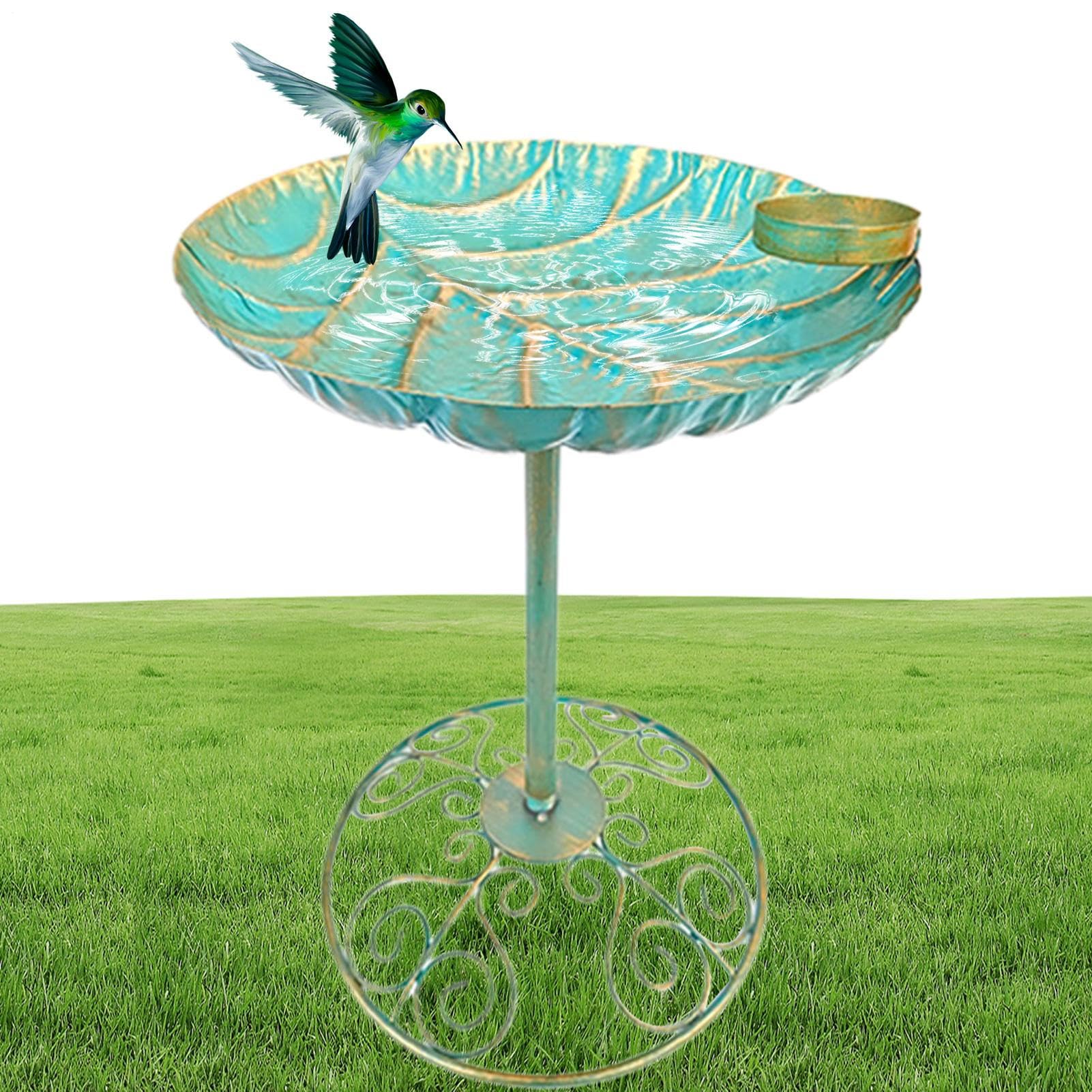 Vasca per uccelli in metallo Vaso decorativo antiruggine, statua da | Vasca per uccelli con piedistallo in ferro Decorazioni Da Esterno Giardino: Patio, Terrazza, Cortile, Retro, Balcone,