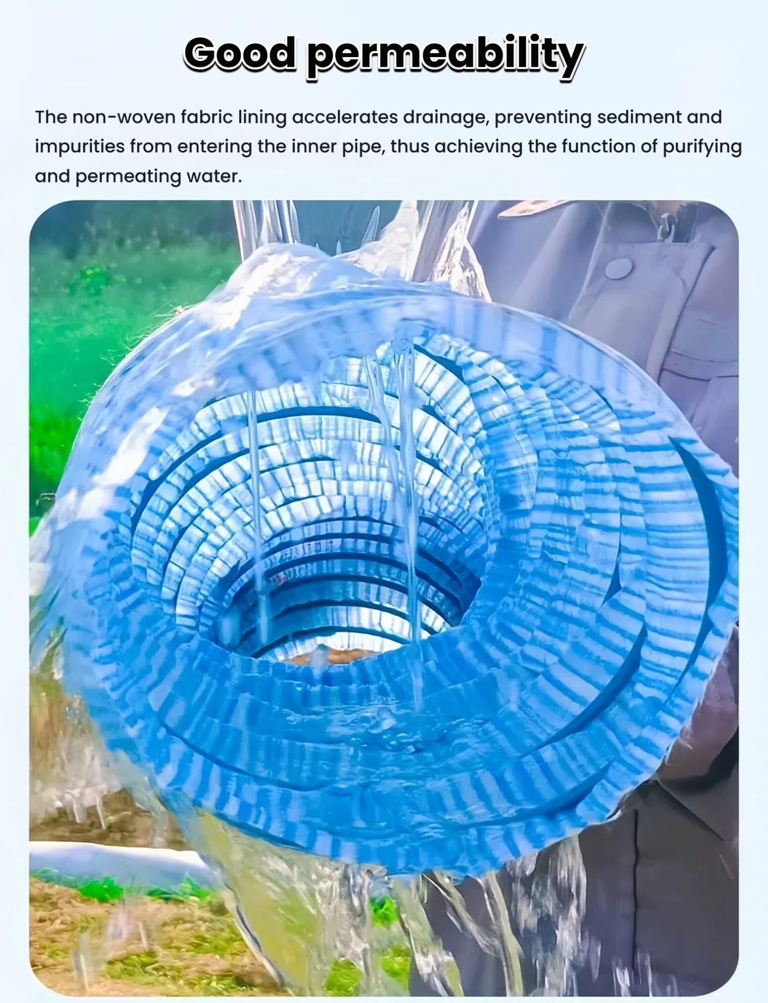 Conductos de evacuación para jardín, manguito perforado adaptable, tubo francés de desagüe para patios de obra y canalización de agua subterránea(100 mm,11 meters/36.1 ft)