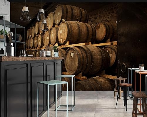 Murwall Beer Keg Wallpaper Wine Cellar Pattern Wall Mural Barrel Wall Print Cafe Bar Decor Restauran Design
