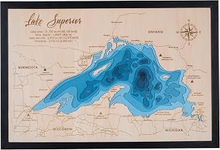 Personalized 3D Lake Superior Wood Map | Lake Depth Map Art | 9-Layer Nautical Decor | Rustic Wall Art for Lake House, Cabin | Gifts for 5th Anniversary, Father’s Day, Christmas, Housewarming