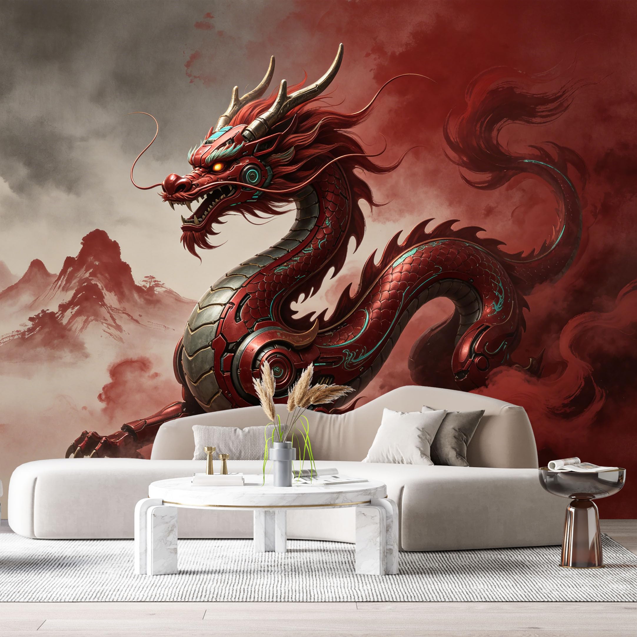 Custom Size Wall Mural Heavy Armored Fantasy Beast Science Fiction Metal Armor Futuristic Style Textured 3D Art SelfAdhesive Art Prints Removable Large Wallpaper Esports Game Room Studio