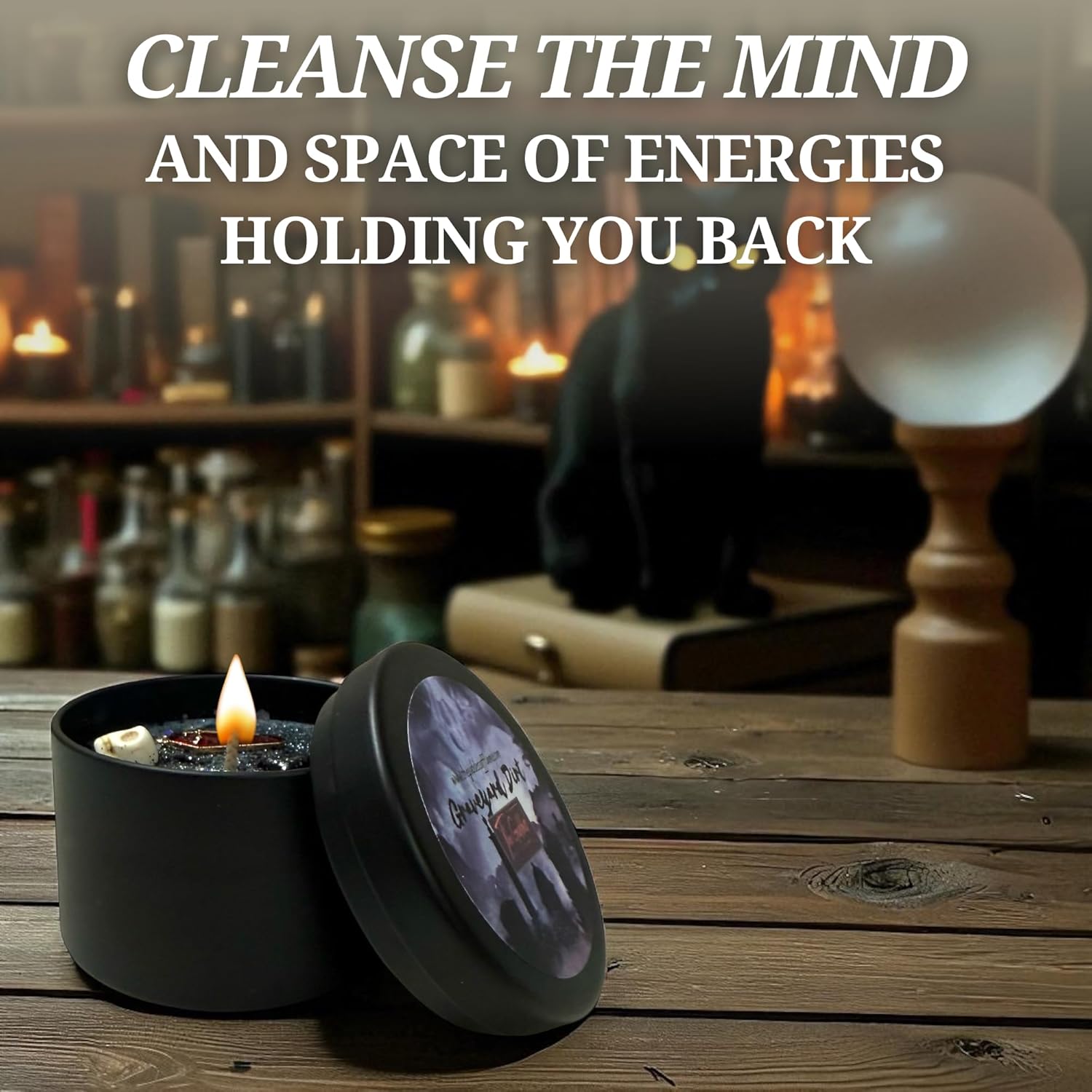 Graveyard Dirt Spiritual Spell Candle for Necromancy, Protection and Banishing|Remove hexes and Bad luck | All Natural & Organic Coconut Wax Candle for House Energy Cleansing Purification (4oz) - Image 9