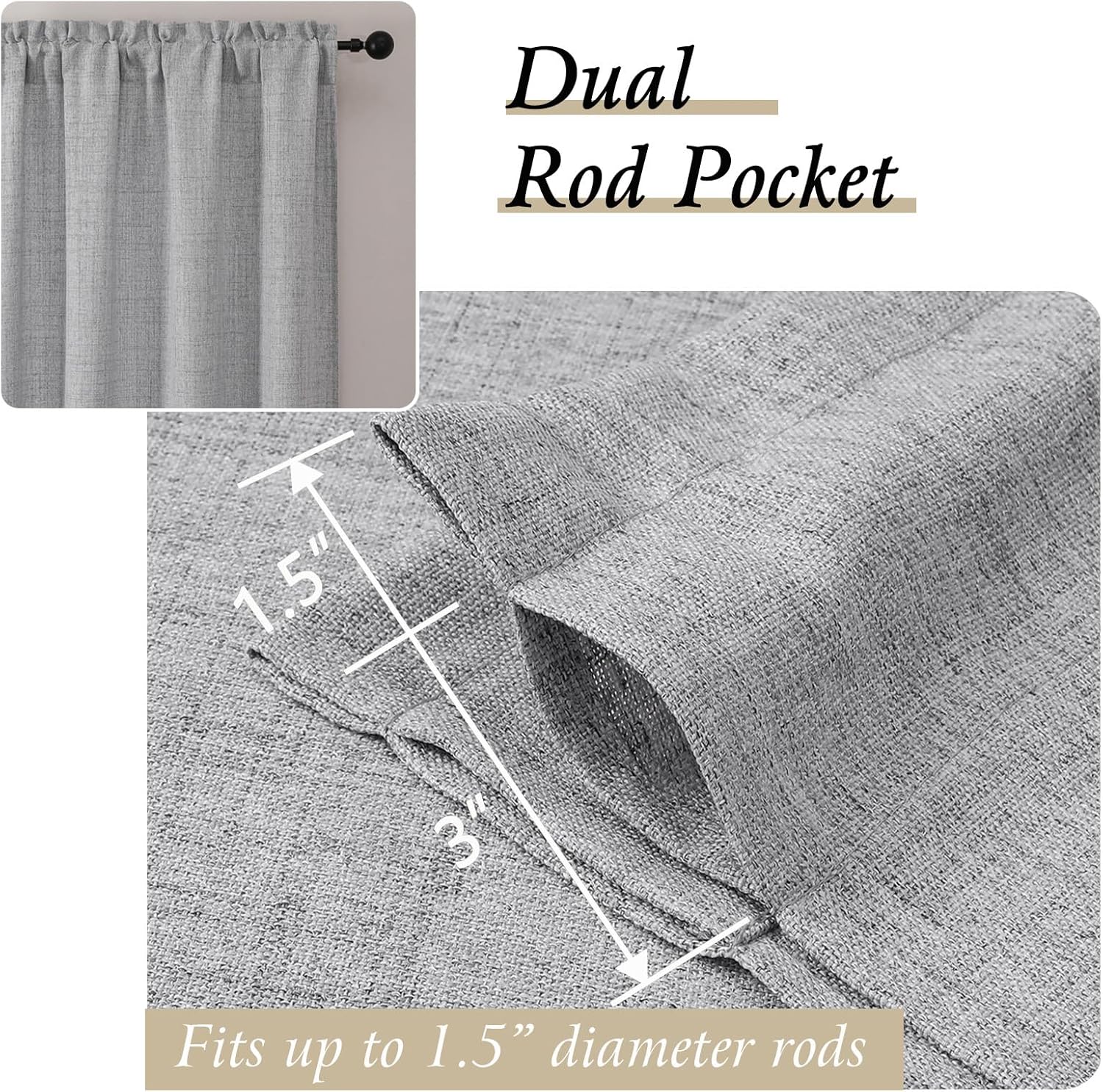 Aiyufeng Grey Curtains for Bedroom 84 Inch Length 2 Panels Set，Faux Linen Textured Fabric Curtains for Living Room Bathroom， Elegant Airy Light Filtering Window Drapes，52Wx84L, 2PCS