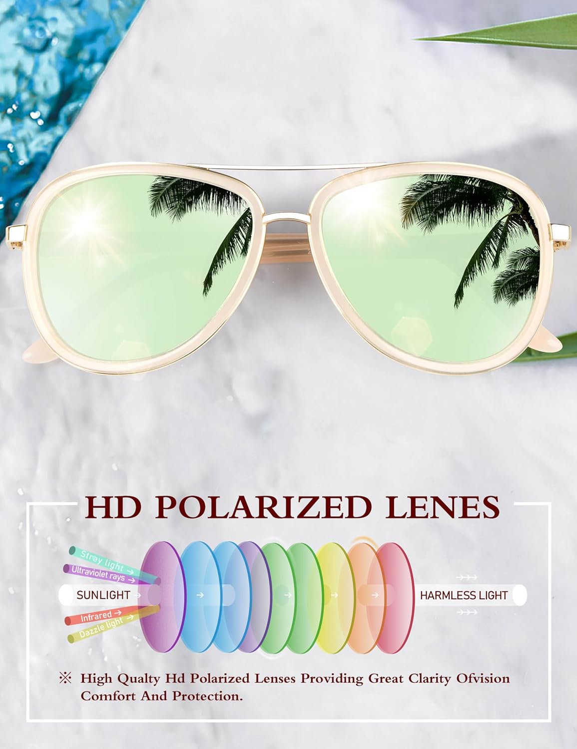 BIRCEN Polarized Sunglasses for Women UV - Protection Womens Retro Mirrored Shades with Acetate Frame BC2001 - Image 4