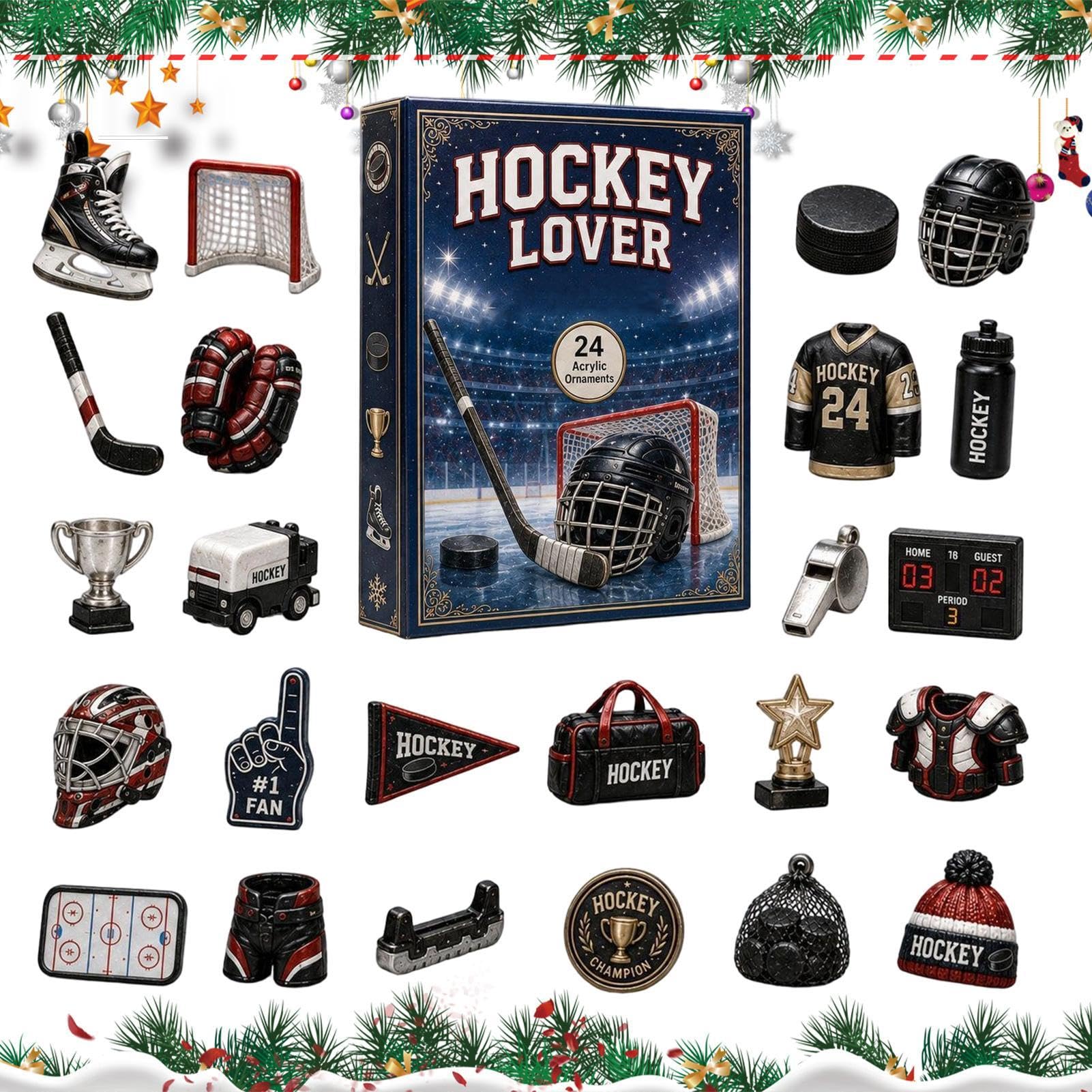 Ice Hockey Advent Calendars 2026 | 24 Day Christmas Countdown Charm Set