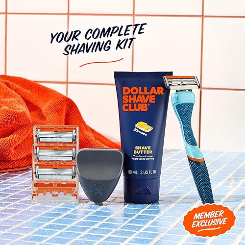 Miniatura 3 de Dollar Shave Club  El juego de afeitado exclusivo para miembros  4 cartuchos de recambio Swift Rinse, 1 mango (azul), 1 mantequilla de afeitar de 85
