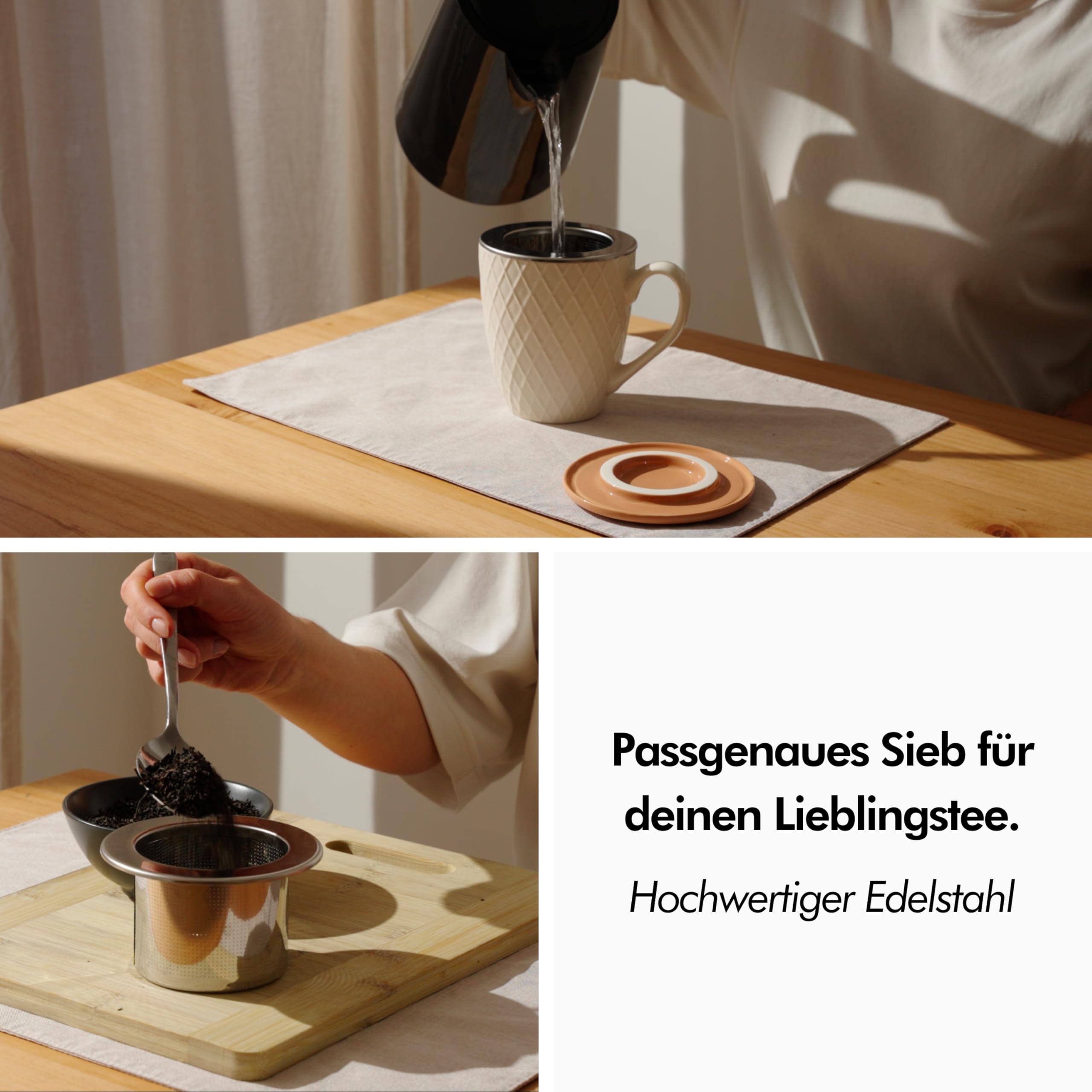KIVY Taza de Té Grande XXL 650 ml con Tapa y Colador