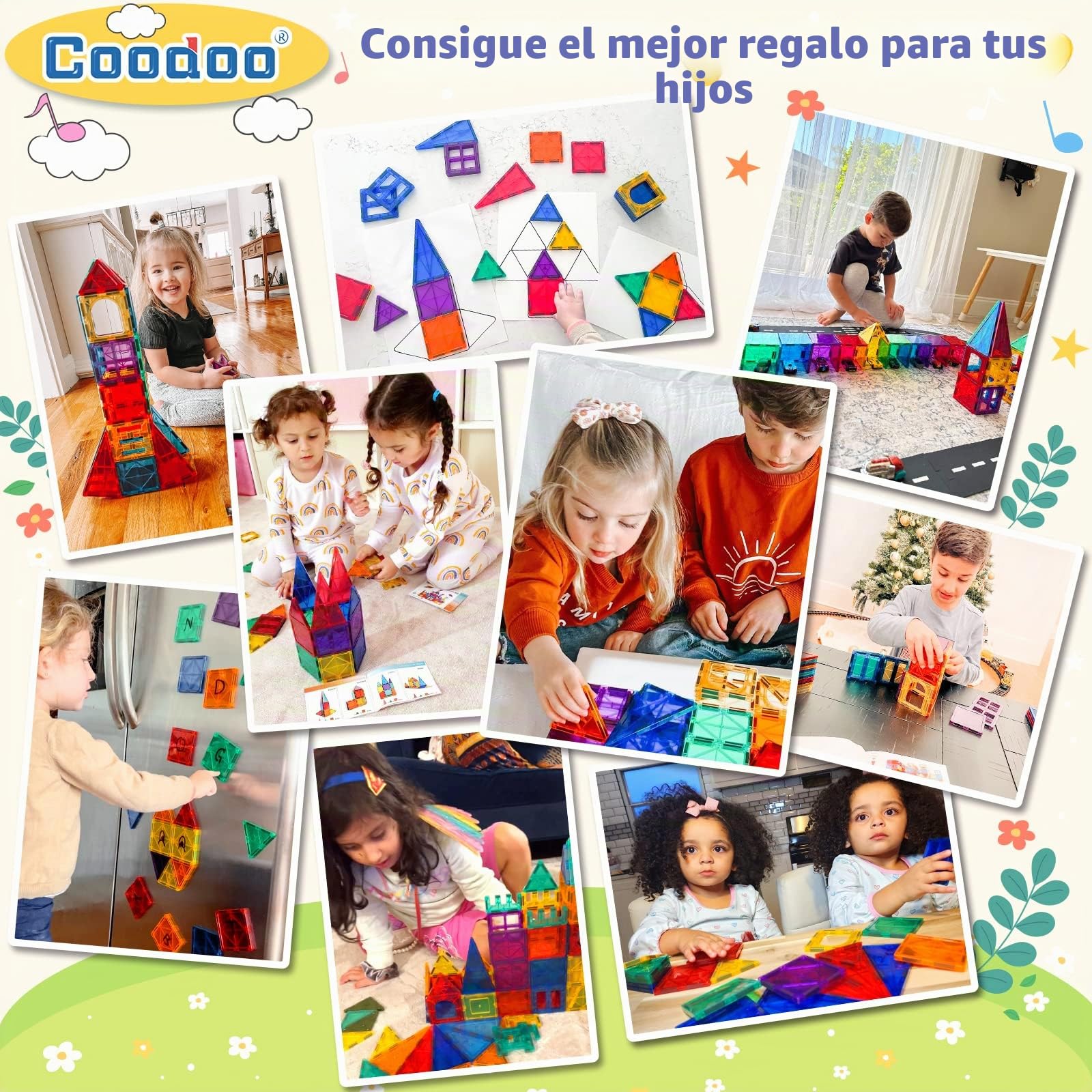 60 piezas de azulejos magnéticos de construcción – Bloques magnéticos STEM para niños, juguetes sensoriales para niños y niñas a partir de 3 años, desarrollo cerebral, preescolar, jardín de infantes
