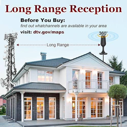 Miniatura 5 de Antena de TV digital para Smart TV, antena digital HDTV 2024 para interiores y exteriores con base magnética fuerte, soporte 4K 1080p para canales
