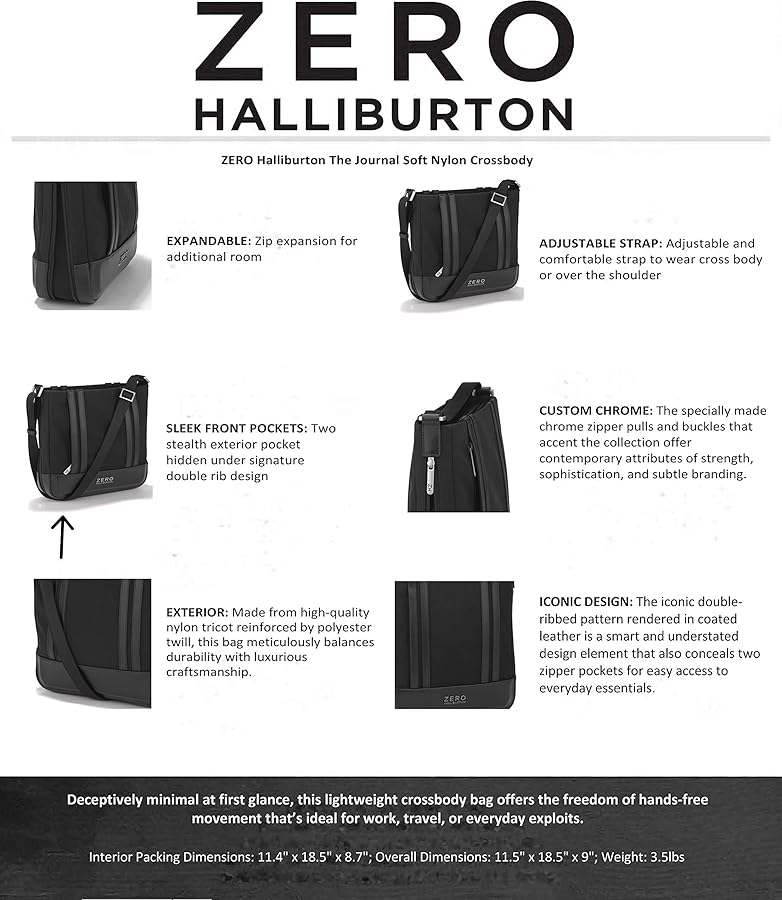 Amazon.com: ZERO Halliburton The Journal Soft Nylon Travel Bag