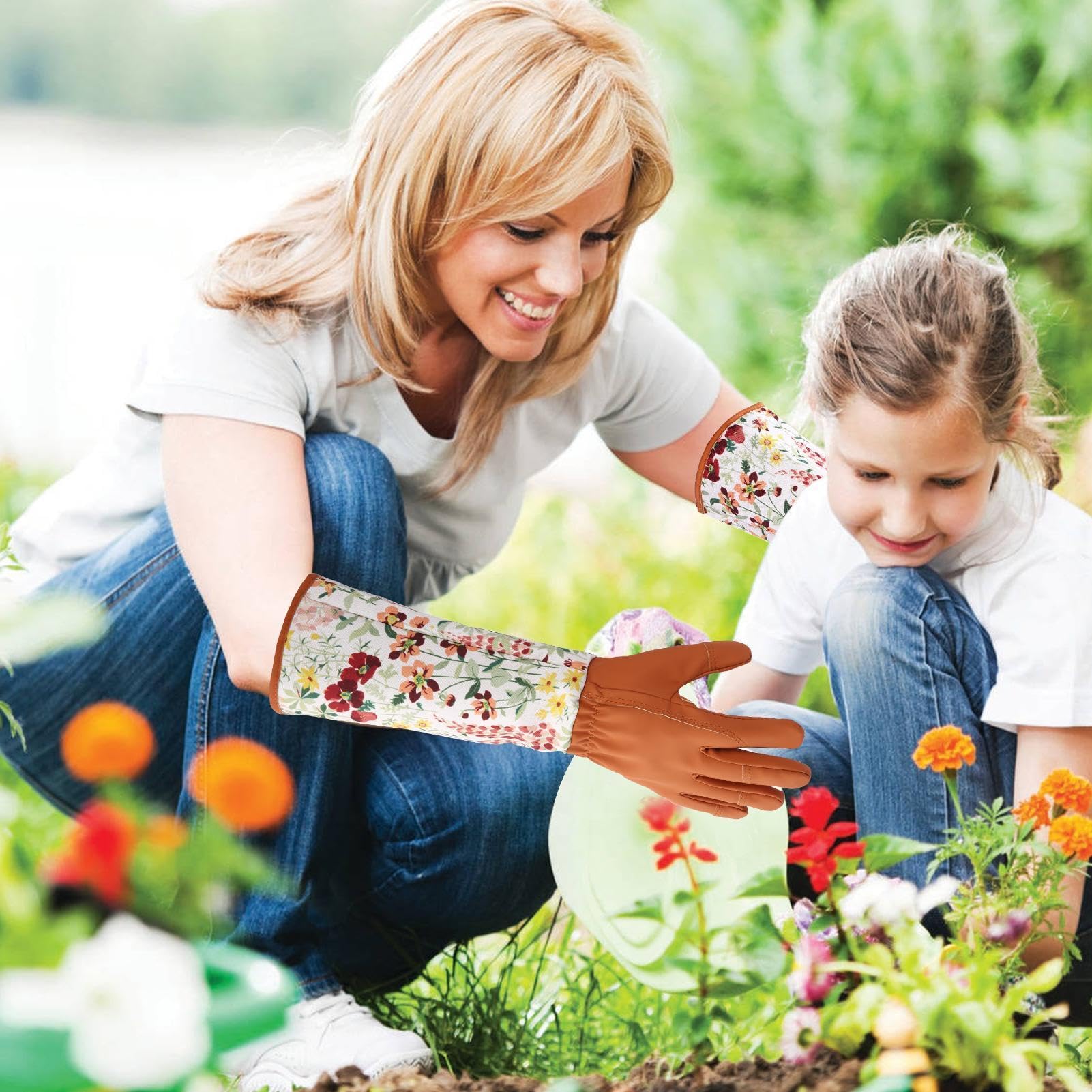 Guantes largos de jardín Protección antideslizante con yemas y palma | Guantes Largos para la Jardinería Mujeres Para jardineros agricultores espinas de ramas enredaderas