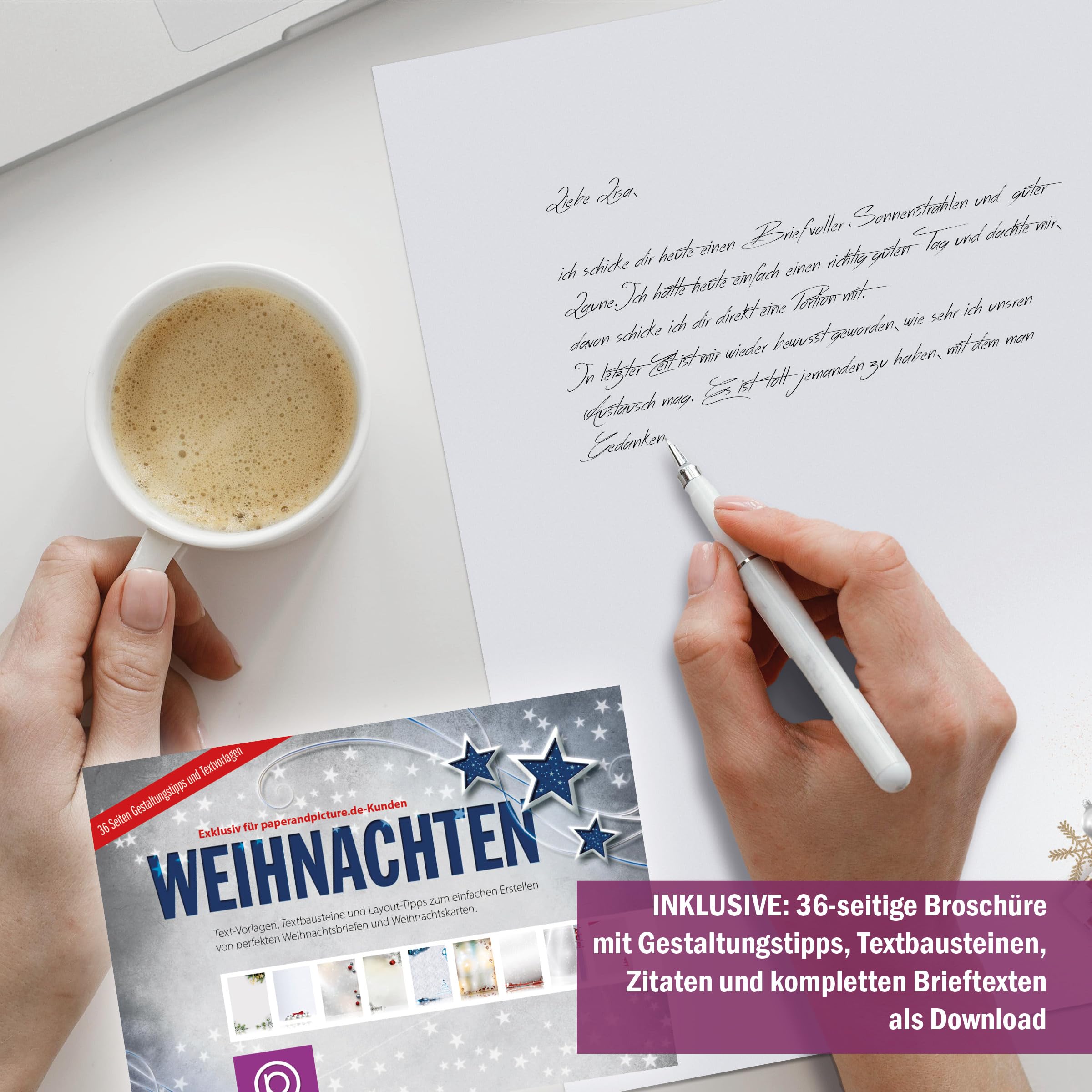 Weihnachtsbriefpapier | Edle Weihnachtsgeschenke | Briefpapier | Kuverts | Weihnachtspapier | edel | modern (100 Blatt + 100 Kuv.)