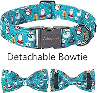 Vista 5 de ARING PET Collar de invierno para perro de Navidad, collar de algodón para perro con lazo, ajustable azul árbol de Navidad, collar para mascotas