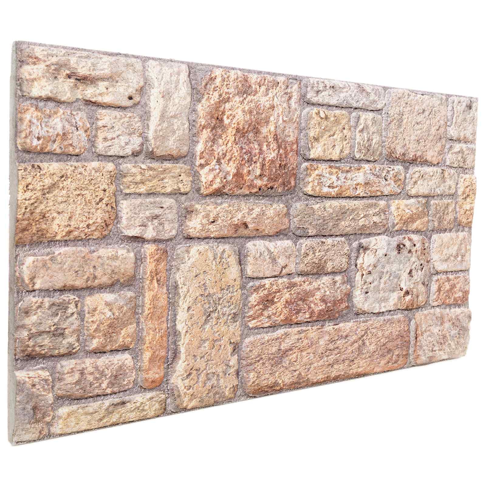 10 paneles de pared de espuma EPS para salón, cocina, baño, pasillo, renovación de interiores, diseño de piedra decorativa, 10 unidades, color marrón claro y blanco