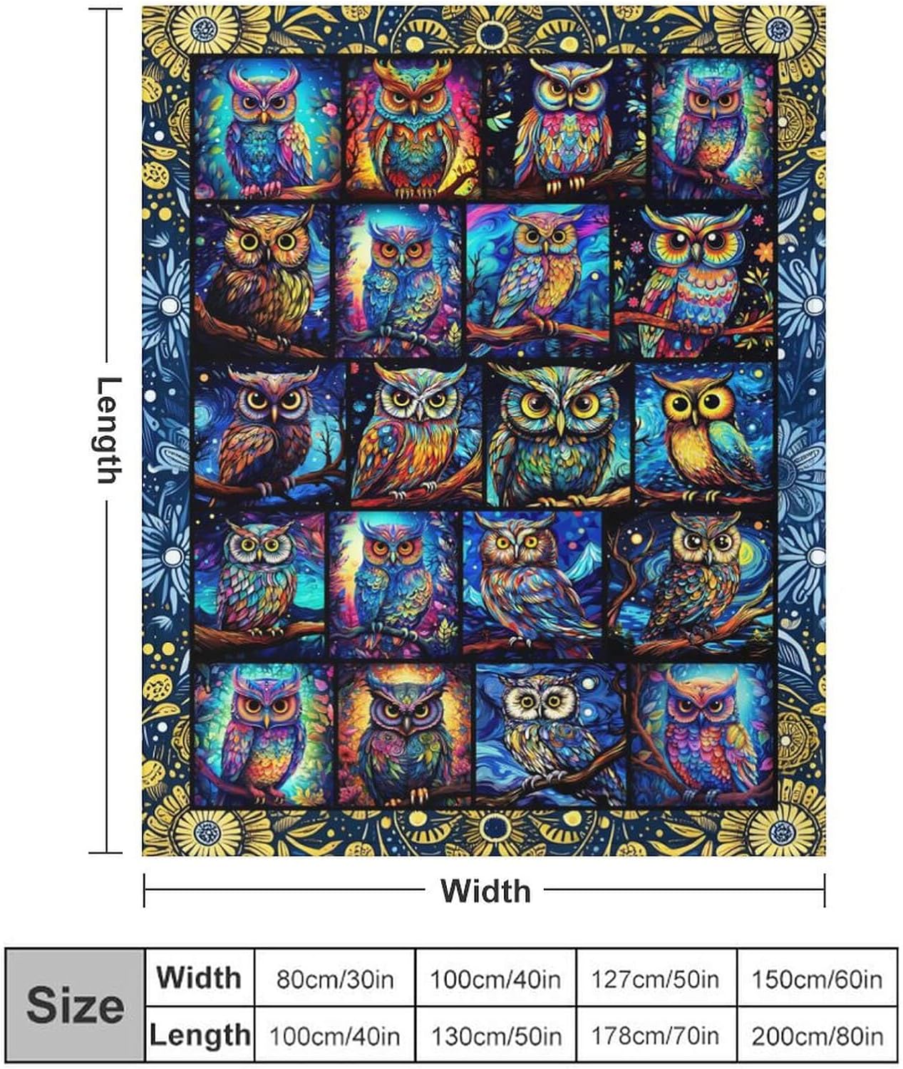 Owl Throw Blanket - Soft Flannel Blankets for Girls Boys Kids Owl Lovers - Warm Throw Blankets for All Season Lap, Chair, Sofa - 50"x40" - Image 3