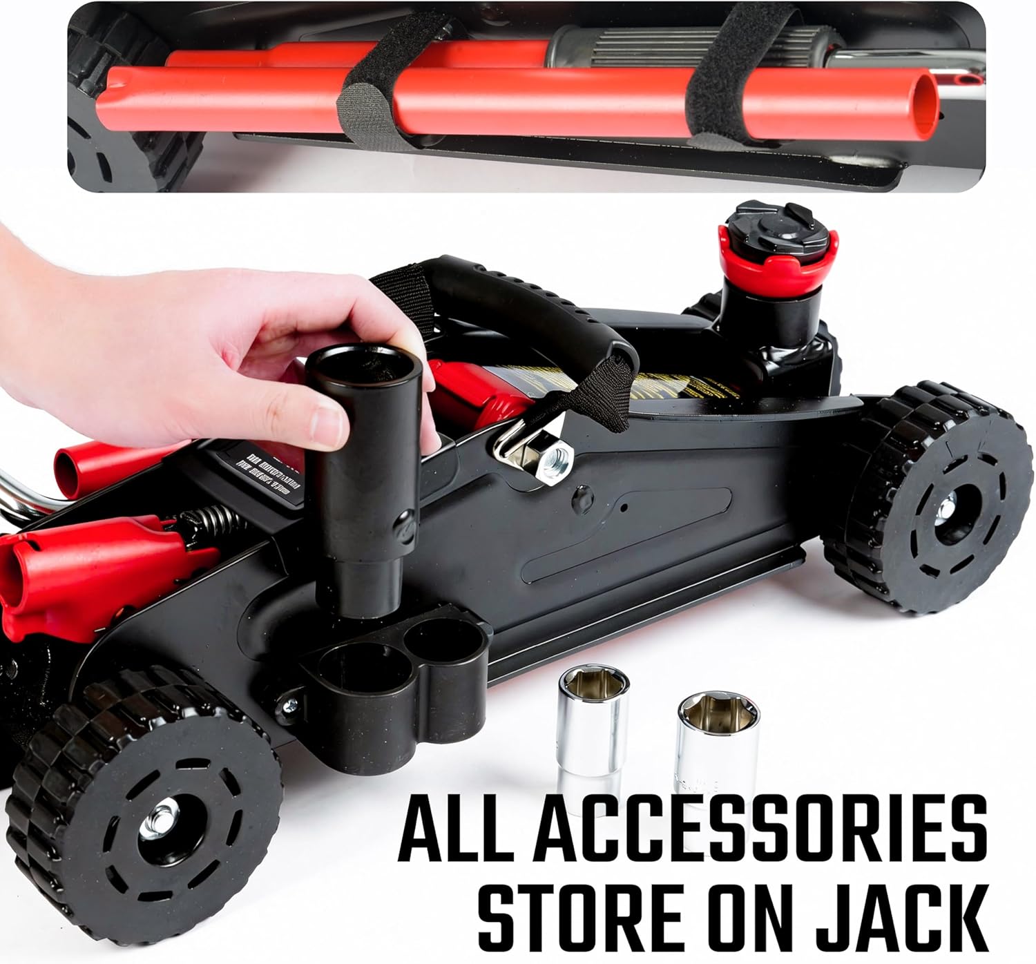 2 Ton (4,400 lbs) Hydraulic Off-Road Floor Jack with Big Wheels, Dual Piston Quick Lift, Heavy-Duty Steel Construction, Adjustable Height Saddle for Trucks, SUVs & ATVs