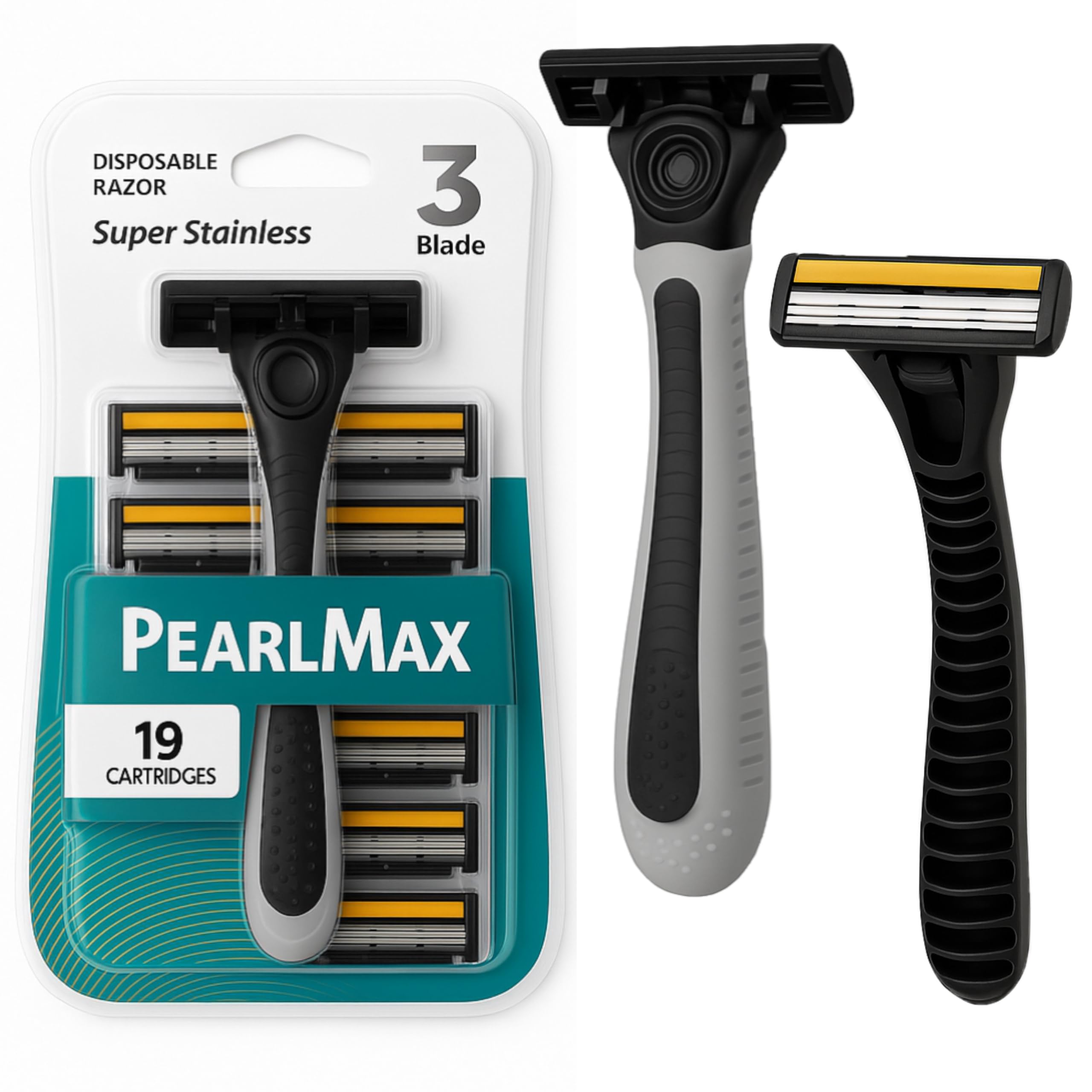 PEARL MAX Disposable Shaving Razor For Men Stainless Steel Triple