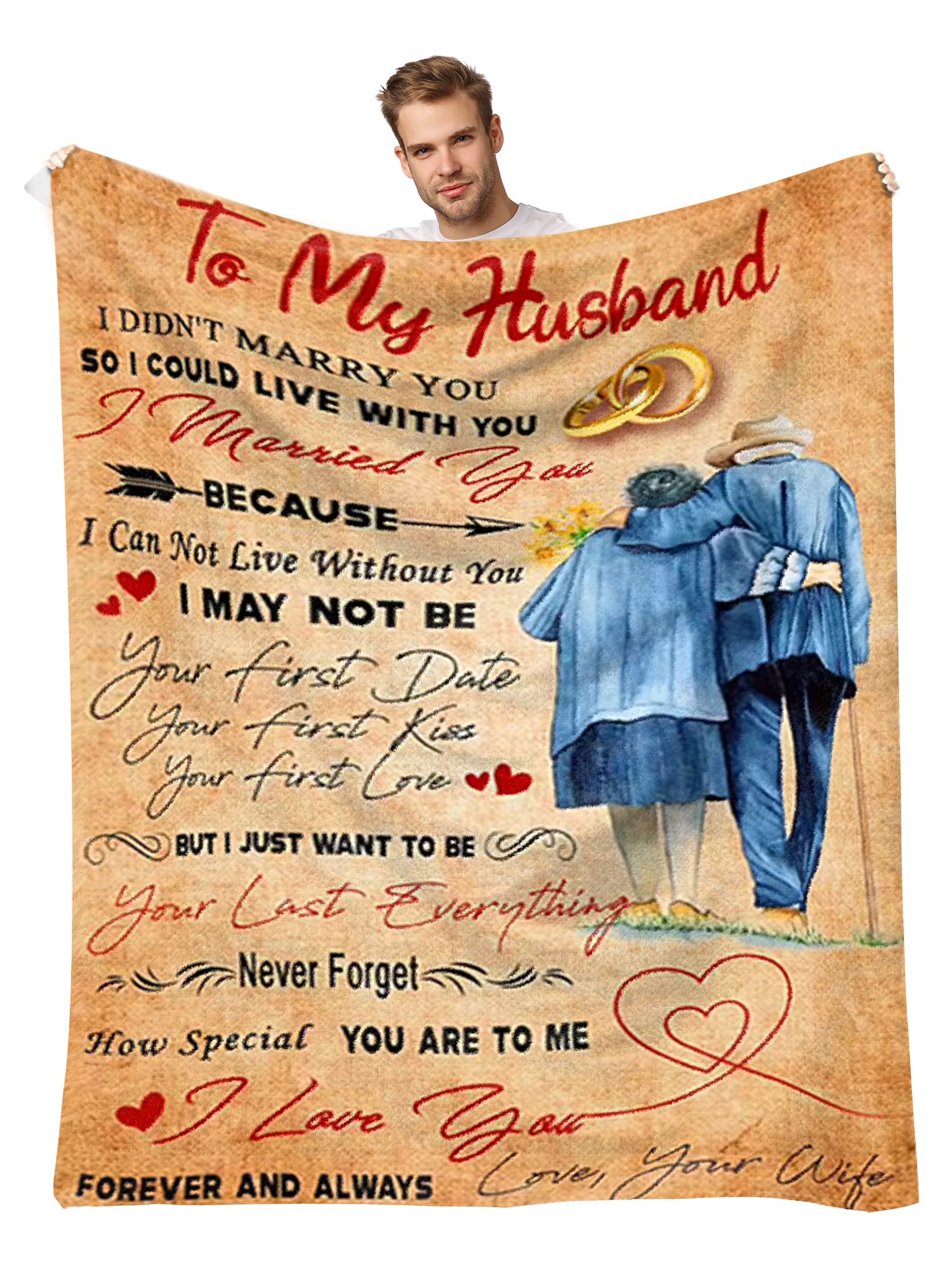 Cobakueyto My Husband Christmas Birthday Wedding from Wife Fuzzy Flannel Blanket ,Warm Lightweight Ultra-Soft Fleece Throw Blankets for Bed Sofa Chair Living Room Bedroom 50x60 Inch