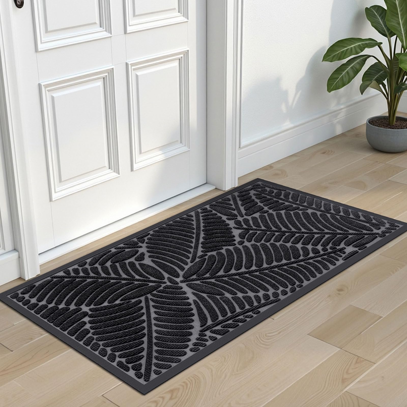 Grandaily Front Door Mat Indoor Outdoor Waterproof Doormat, Non Slip Natural Rubber Welcome Mat, Heavy Duty Durable Super Absorbent Entryway Rugs, 30"x17", Brown — view 24