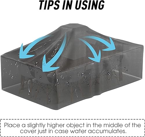 Miniatura 3 de Cubierta de mesa de patio de tela Oxford 420d impermeable a prueba de viento, para sillas exteriores, sofá, almacenamiento, rectangular, negro,