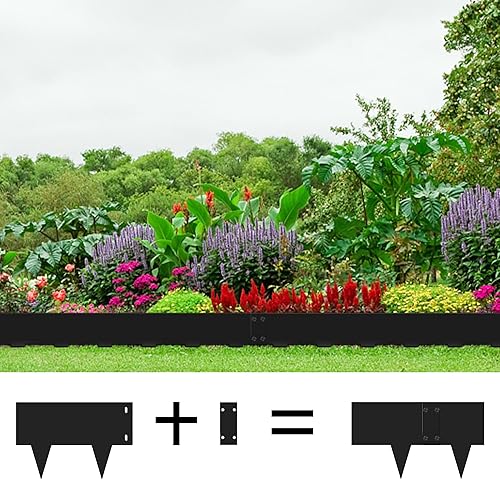 Miniatura 6 de Paquete de 5 bordes de acero para jardines, bordes de jardín de 40 x 7 pulgadas, borde de acero galvanizado flexible, borde de metal para