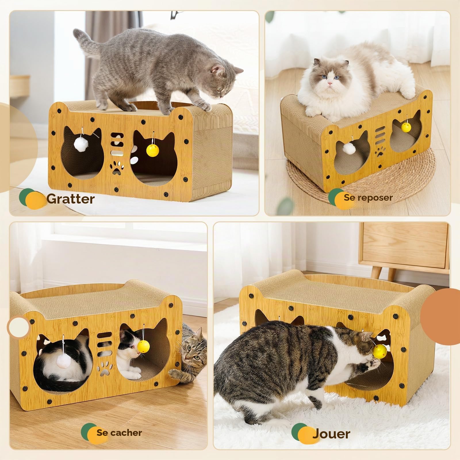 Gimars Griffoir pour Chat 51,5 cm, Grattoir Chat Carton XL, Griffoir Chat en Carton Couchage et Mobilier pour Chats, Griffoir pour Chat Maison pour Griffer, Se Cacher et Se Reposer, Charge 20 kg