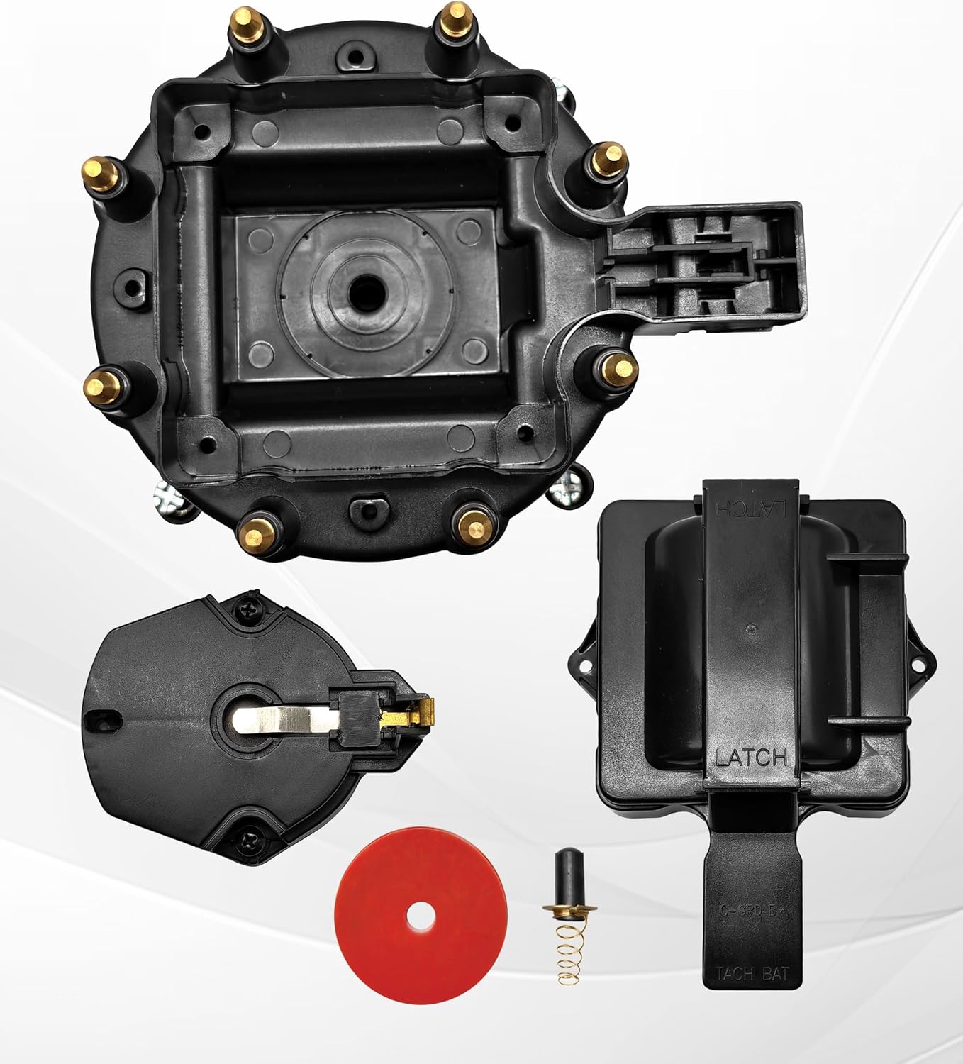 HEI Distributor Cap and Rotor Kit Replacement For K549 SBC 283 305 307 327 350 400 BBC 454 396 427 Black Male Large Distributor Cap Rotor Kit