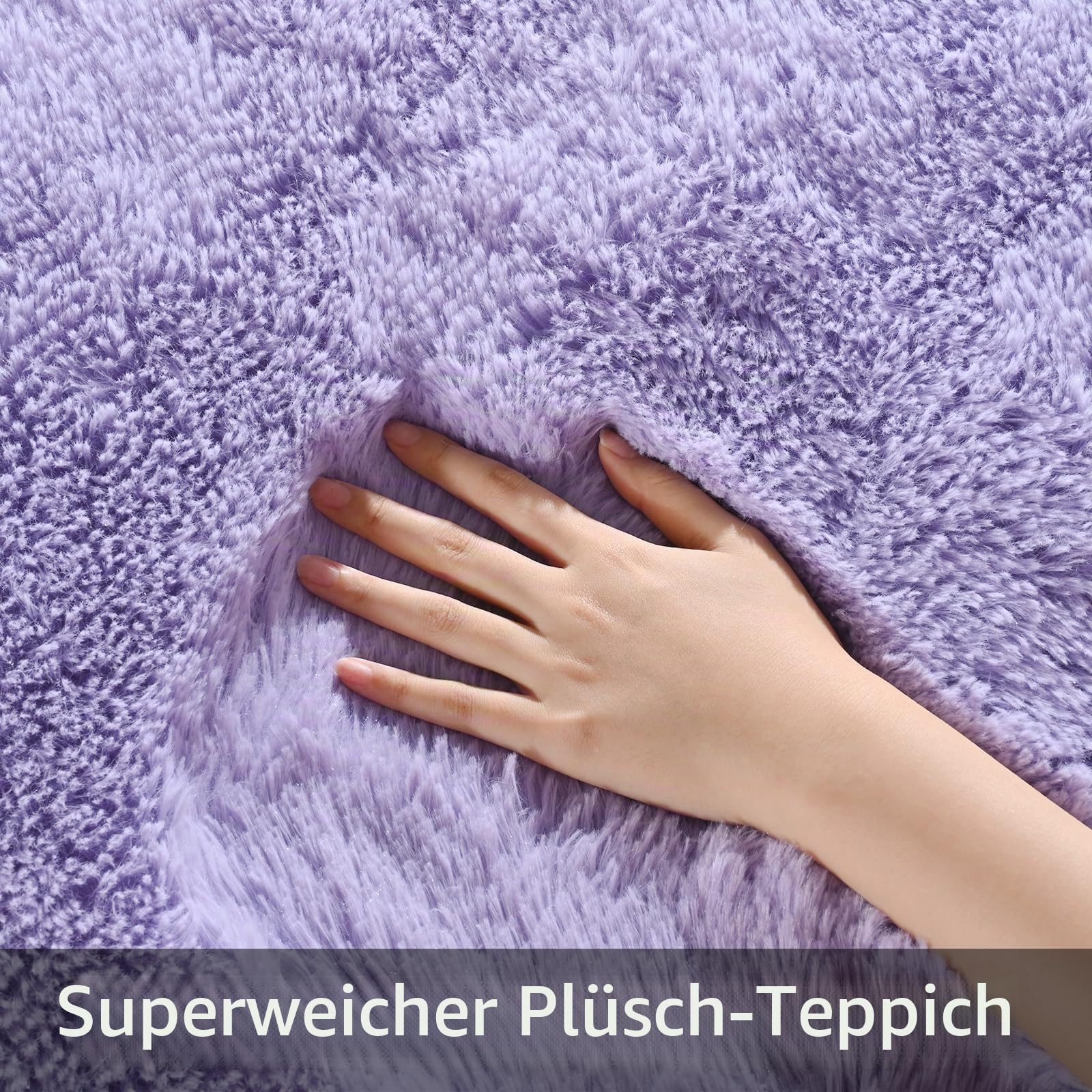 Pettop Flauschiger Shaggy-Teppiche für Mädchen, Schlafzimmer, 10x15 m, weich, lila, Kinderzimmer, Rutschfester Teppich für Kinderzimmer, Mädchen, Jungenzimmer, 10x18 m, Violett