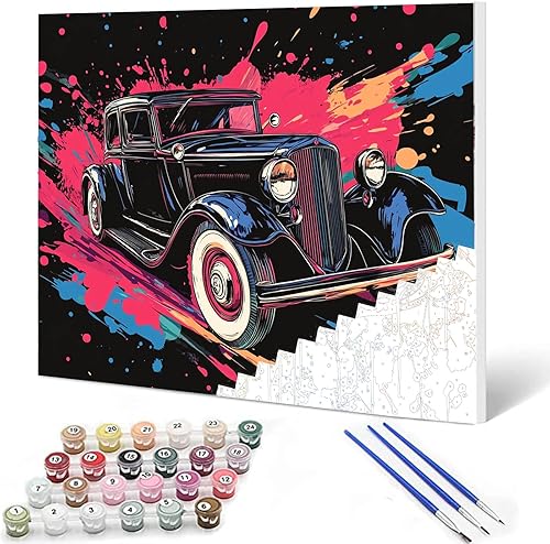 Pintura por números para adultos, pintura de automóvil antiguo, pintura acrílica de acuarela por números para niños principiantes, pintura, artes,